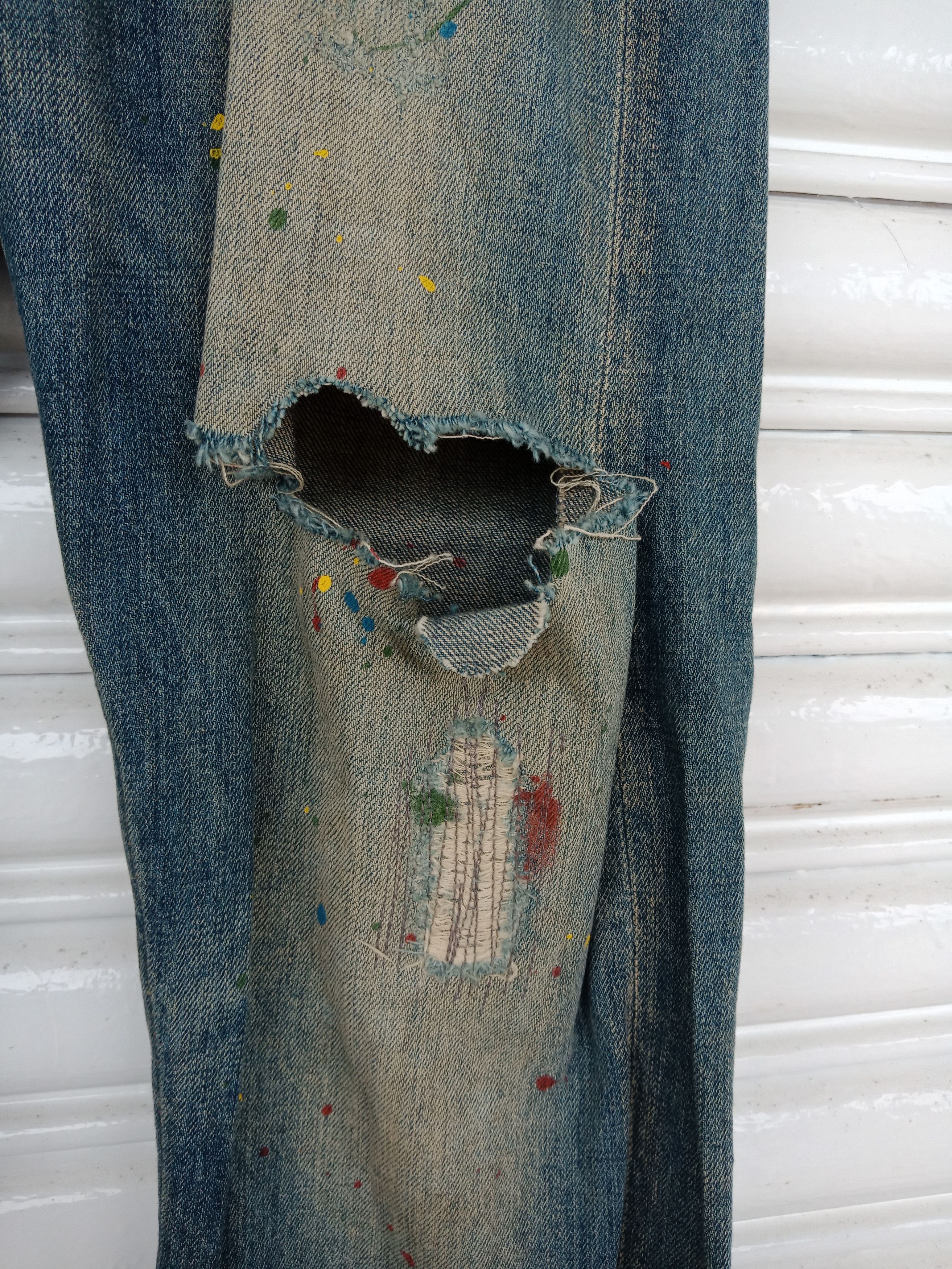 In The Attic CubeSugar Workwear Paints Distressed Denim Size US 31 - 5 Thumbnail
