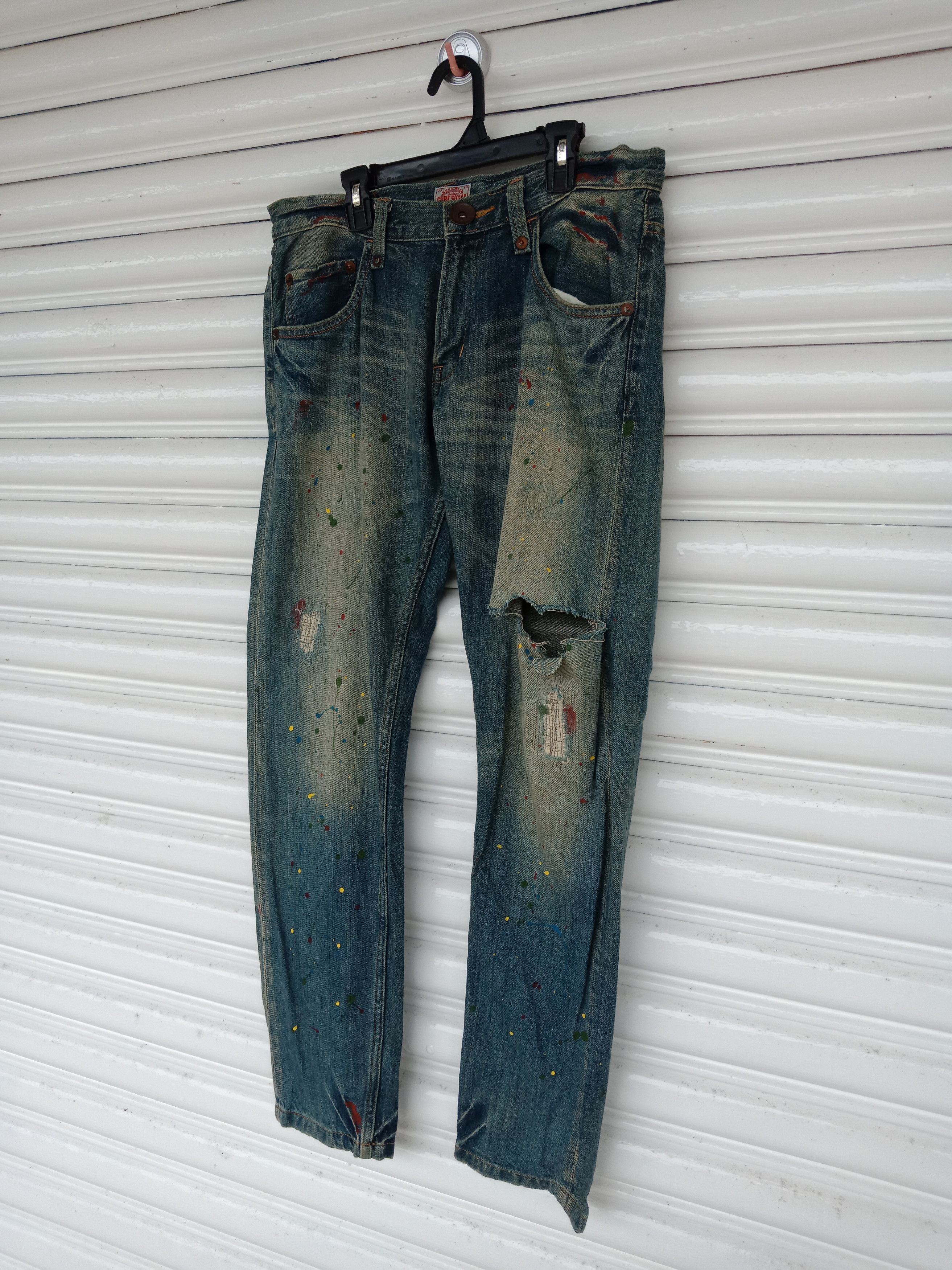 In The Attic CubeSugar Workwear Paints Distressed Denim Size US 31 - 3 Thumbnail