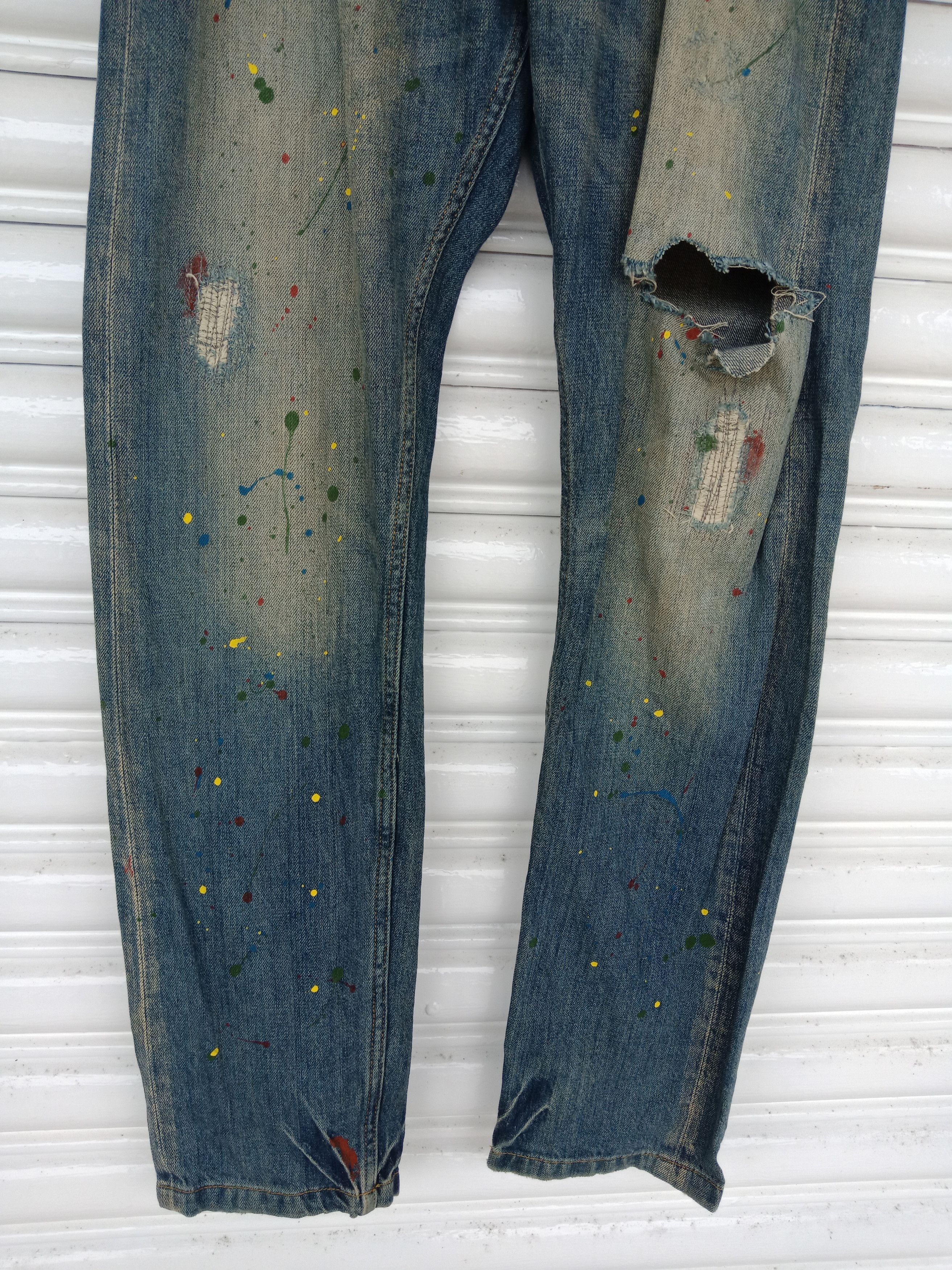 In The Attic CubeSugar Workwear Paints Distressed Denim Size US 31 - 6 Thumbnail
