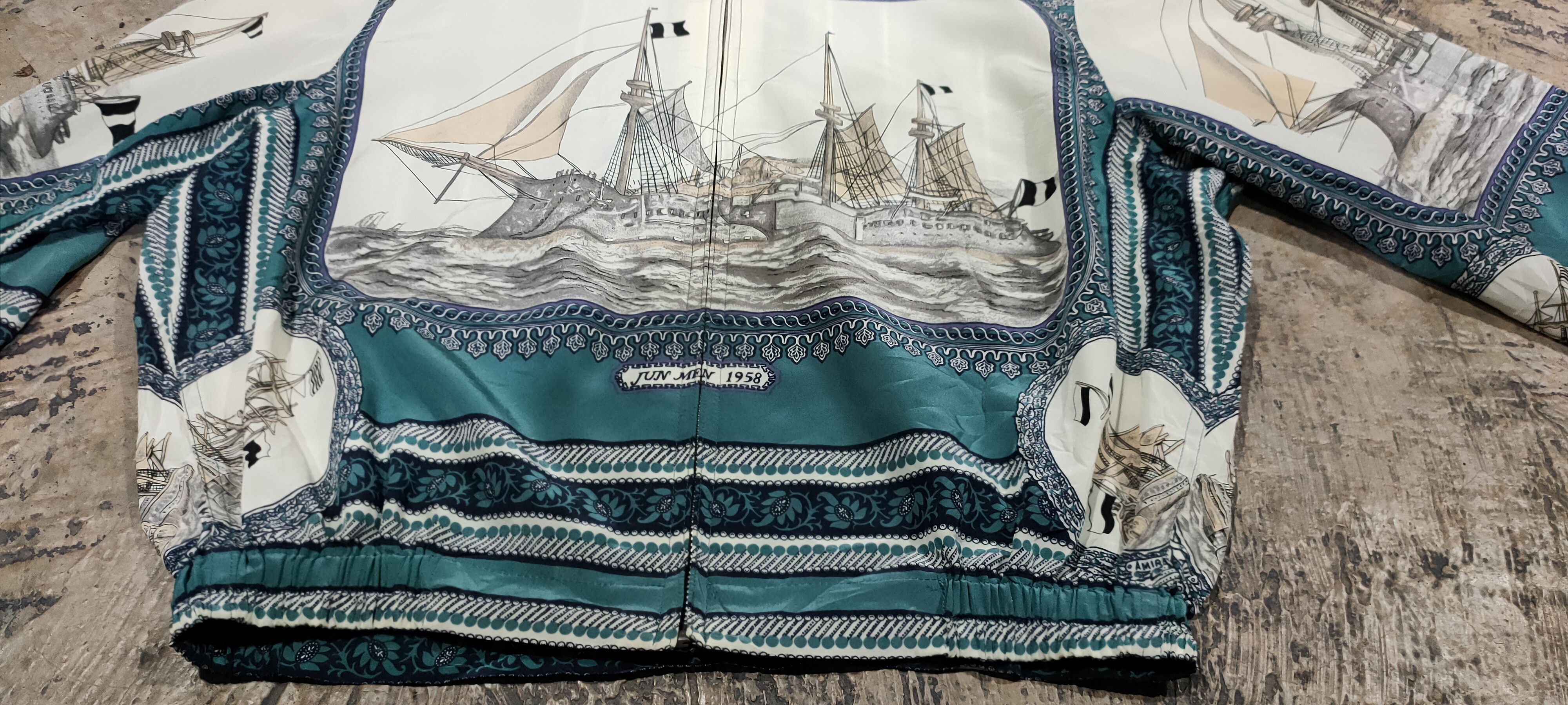 Jun men vintage zip jacket warship fullprint