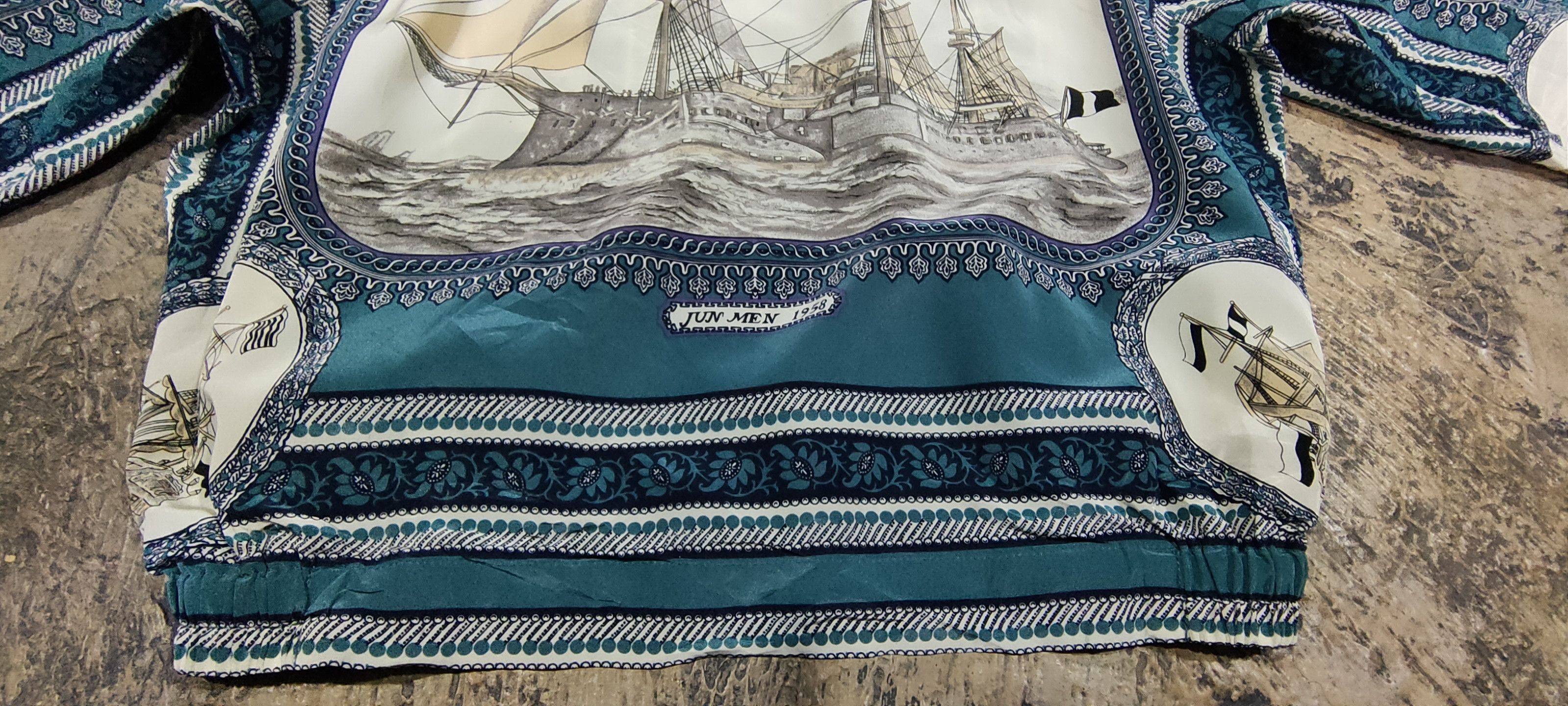 Jun men vintage zip jacket warship fullprint