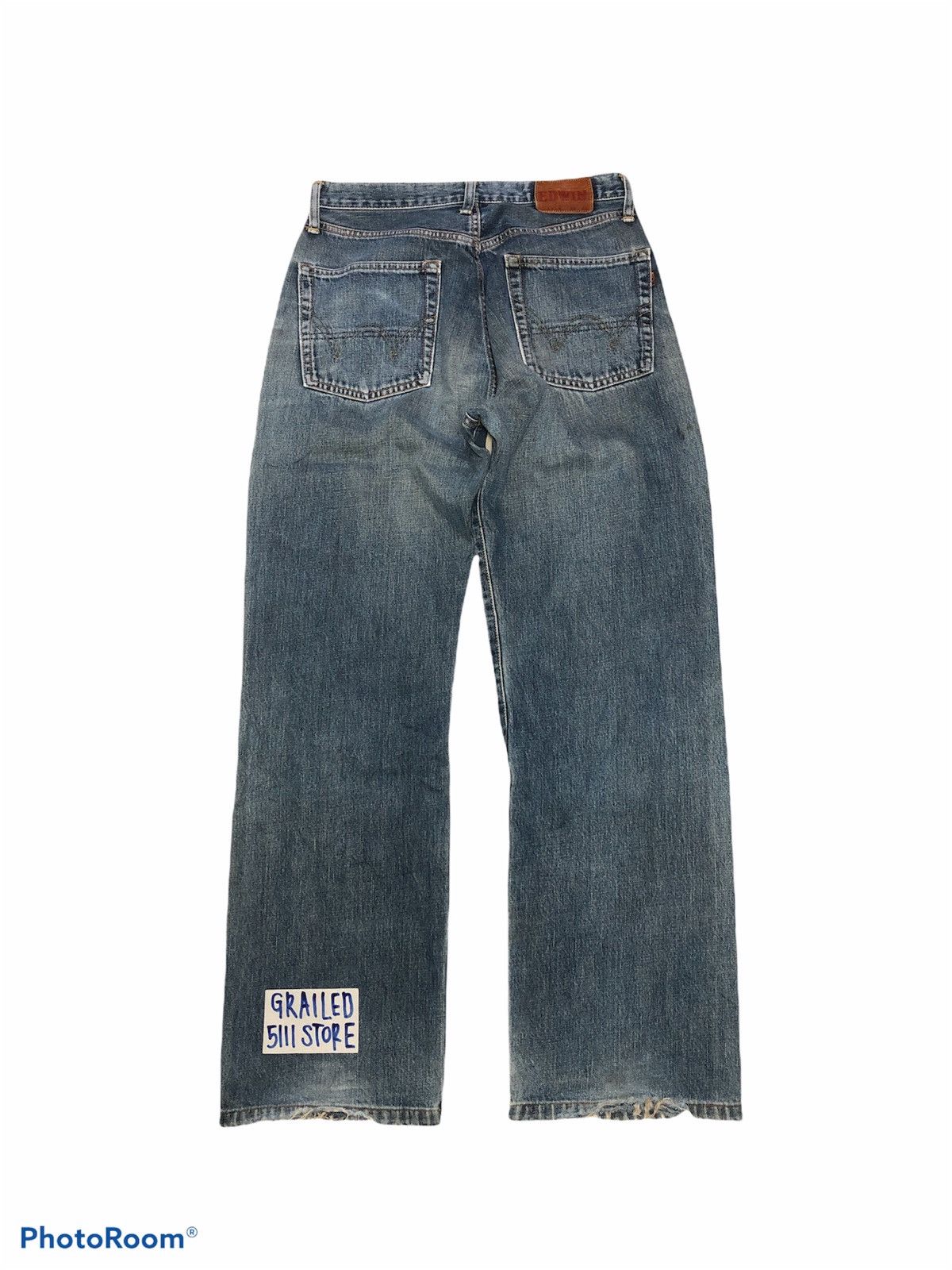 Edwin × Vintage WIDE LEG⚡️⚡️VTG EDWIN SELVEDGE DISTRESSED DENIM 505x Size US 29 - 3 Thumbnail
