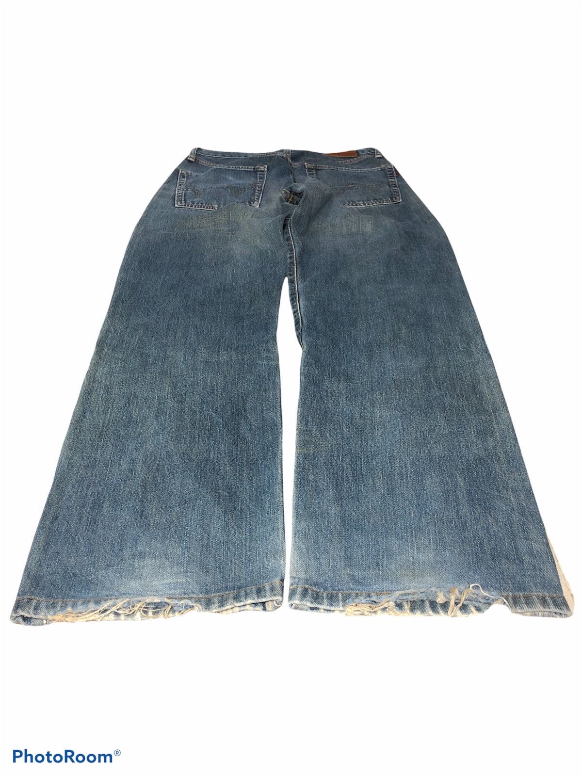 Edwin × Vintage WIDE LEG⚡️⚡️VTG EDWIN SELVEDGE DISTRESSED DENIM 505x Size US 29 - 4 Thumbnail