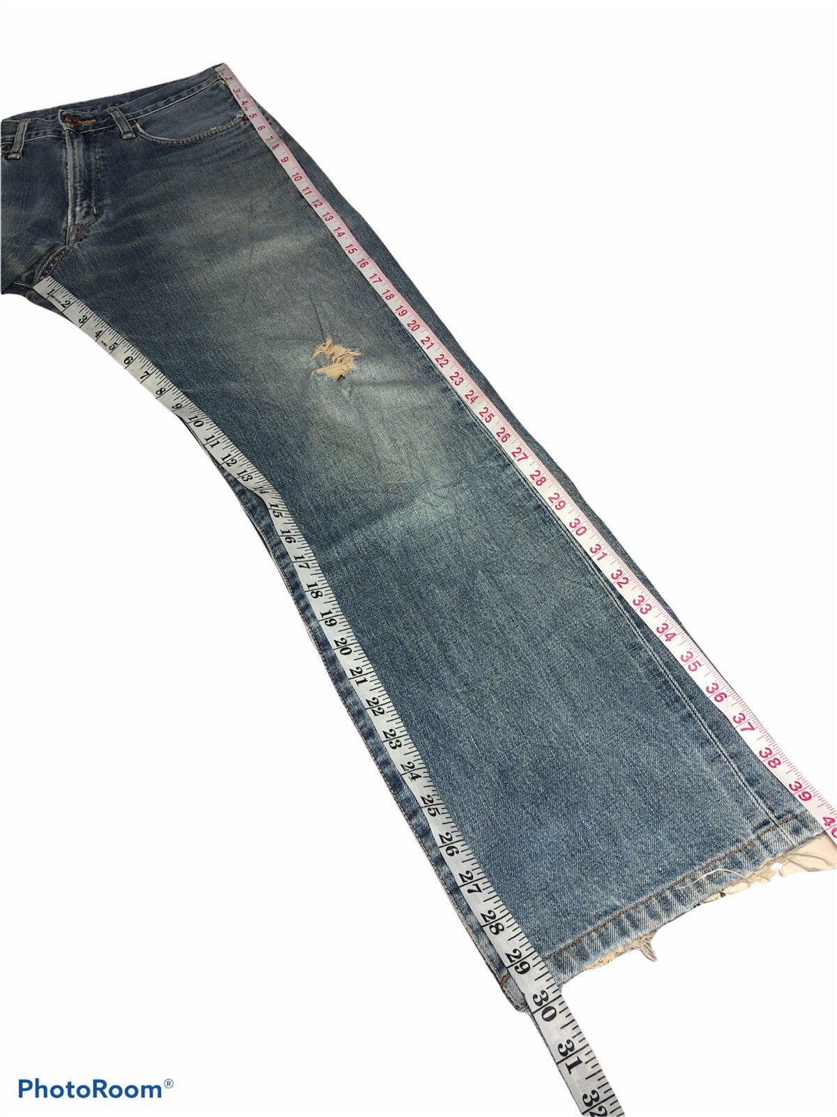 Edwin × Vintage WIDE LEG⚡️⚡️VTG EDWIN SELVEDGE DISTRESSED DENIM 505x Size US 29 - 9 Thumbnail