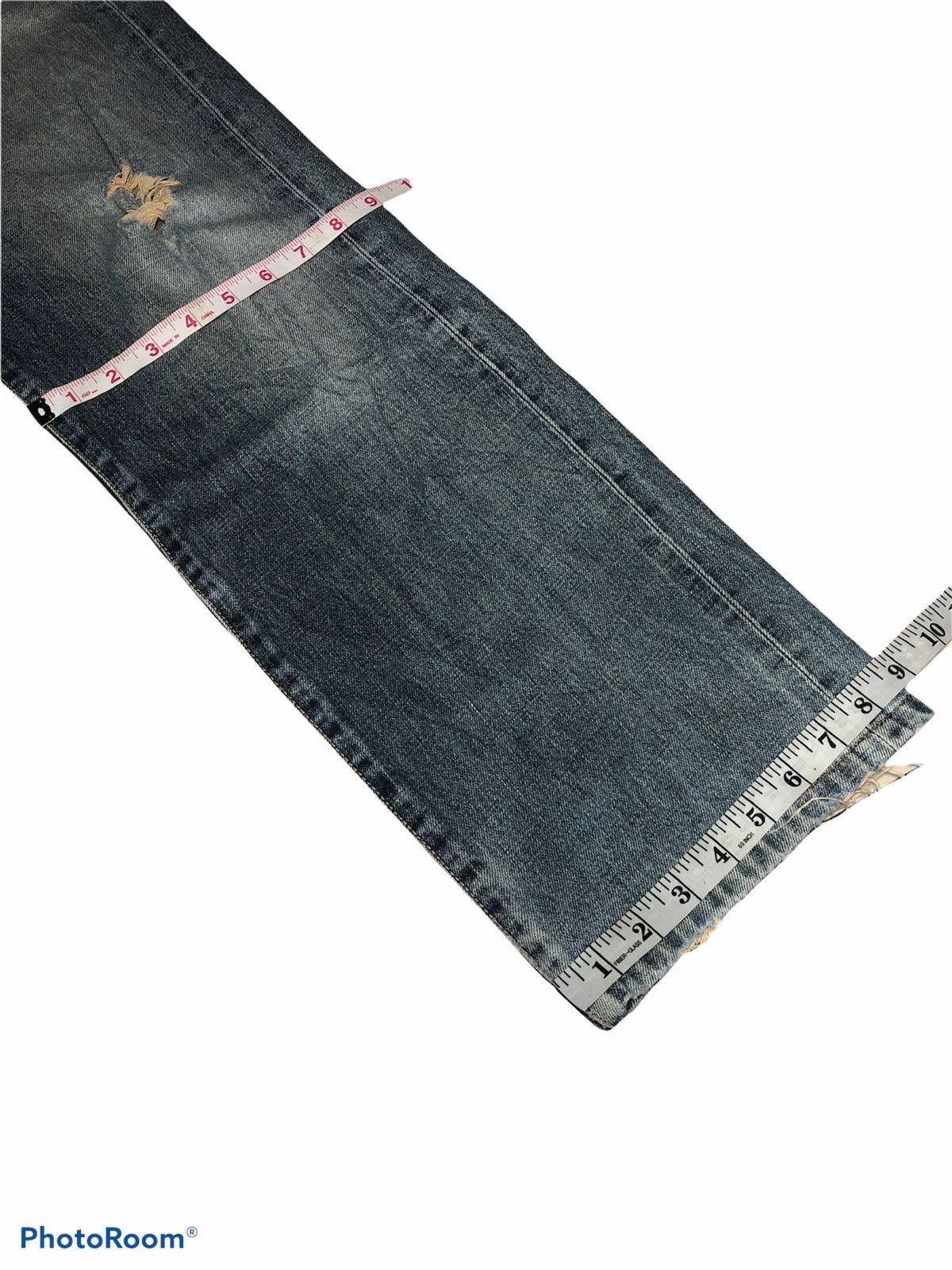 Edwin × Vintage WIDE LEG⚡️⚡️VTG EDWIN SELVEDGE DISTRESSED DENIM 505x Size US 29 - 10 Thumbnail