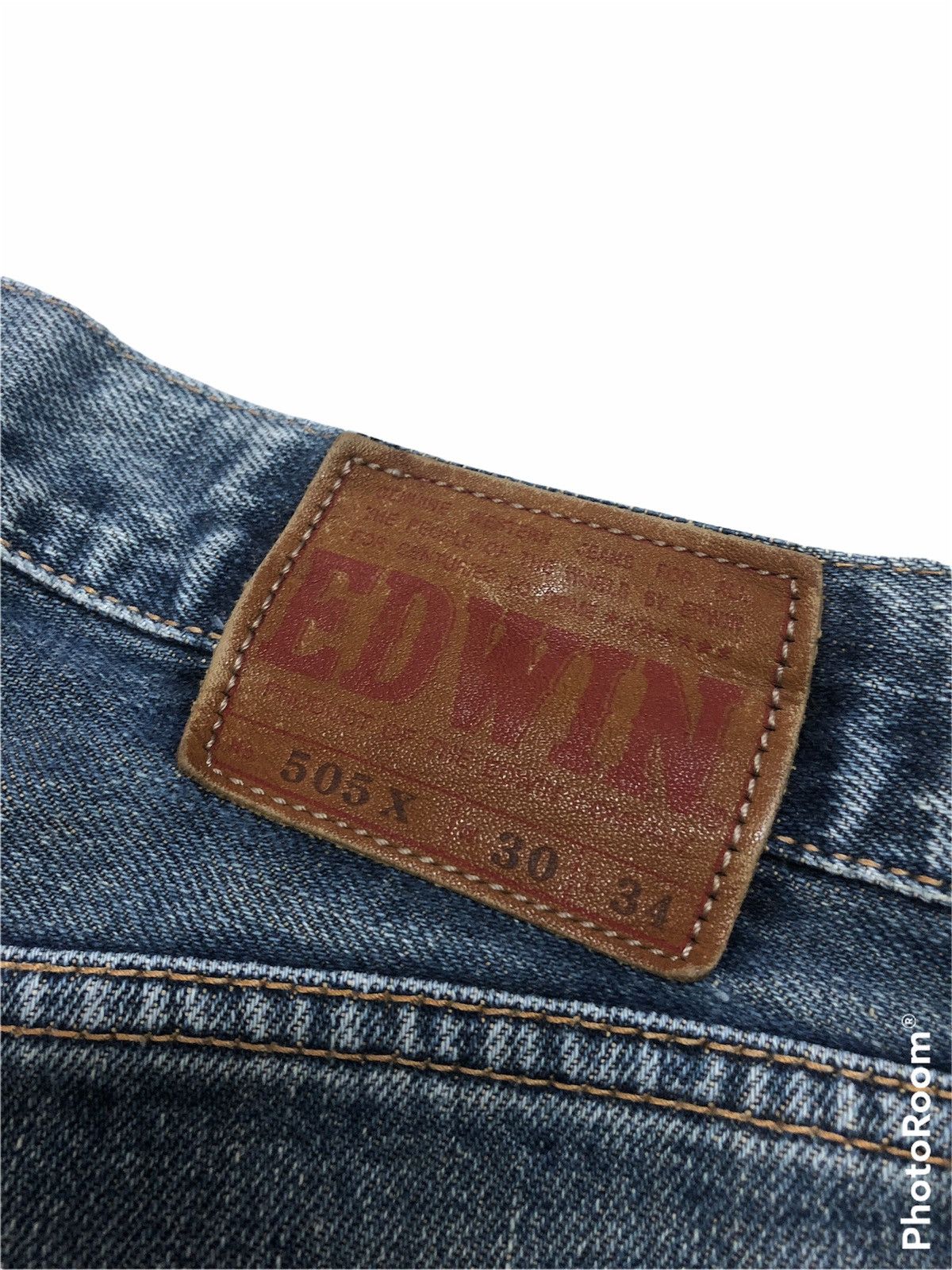 Edwin × Vintage WIDE LEG⚡️⚡️VTG EDWIN SELVEDGE DISTRESSED DENIM 505x Size US 29 - 5 Thumbnail