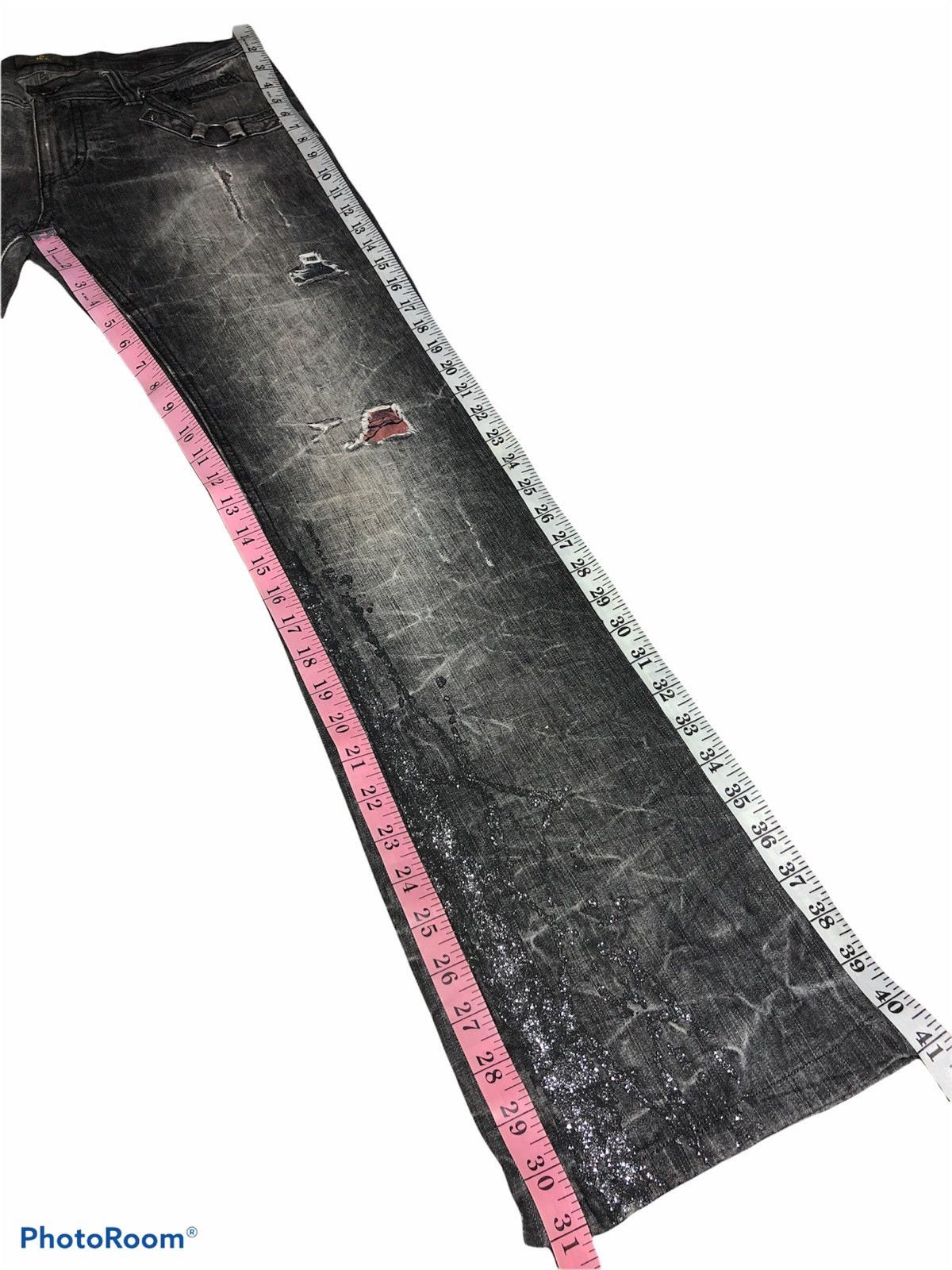 Japanese Brand LOWBOX PAINTED DISTRESSED FLARE DENIM Size US 32 / EU 48 - 9 Thumbnail