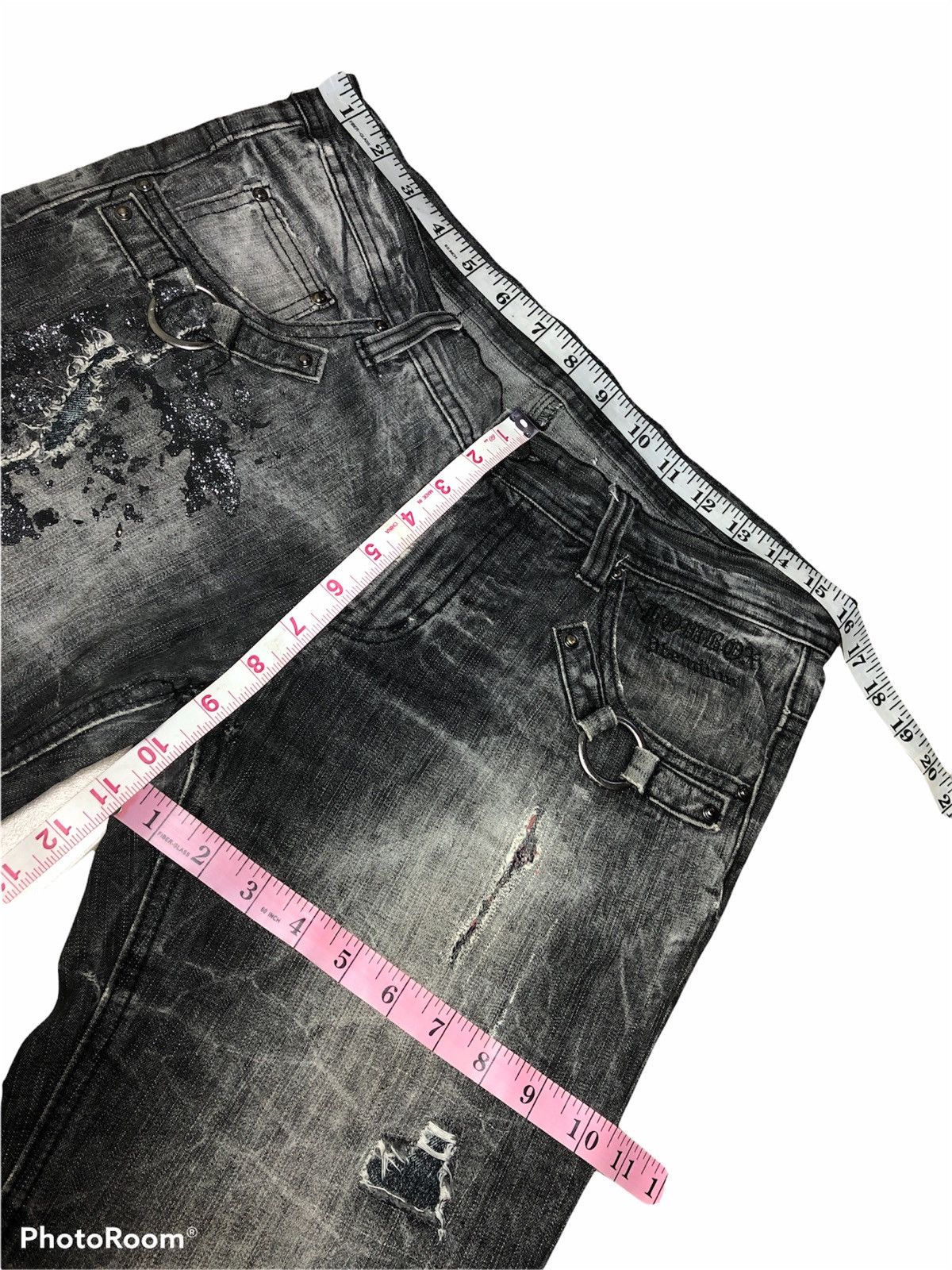 Japanese Brand LOWBOX PAINTED DISTRESSED FLARE DENIM Size US 32 / EU 48 - 8 Thumbnail