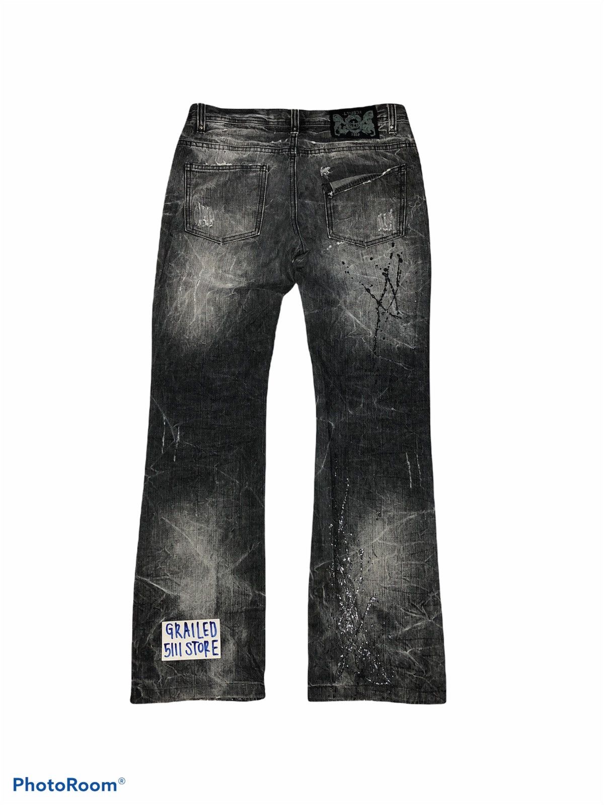 Japanese Brand LOWBOX PAINTED DISTRESSED FLARE DENIM Size US 32 / EU 48 - 3 Thumbnail