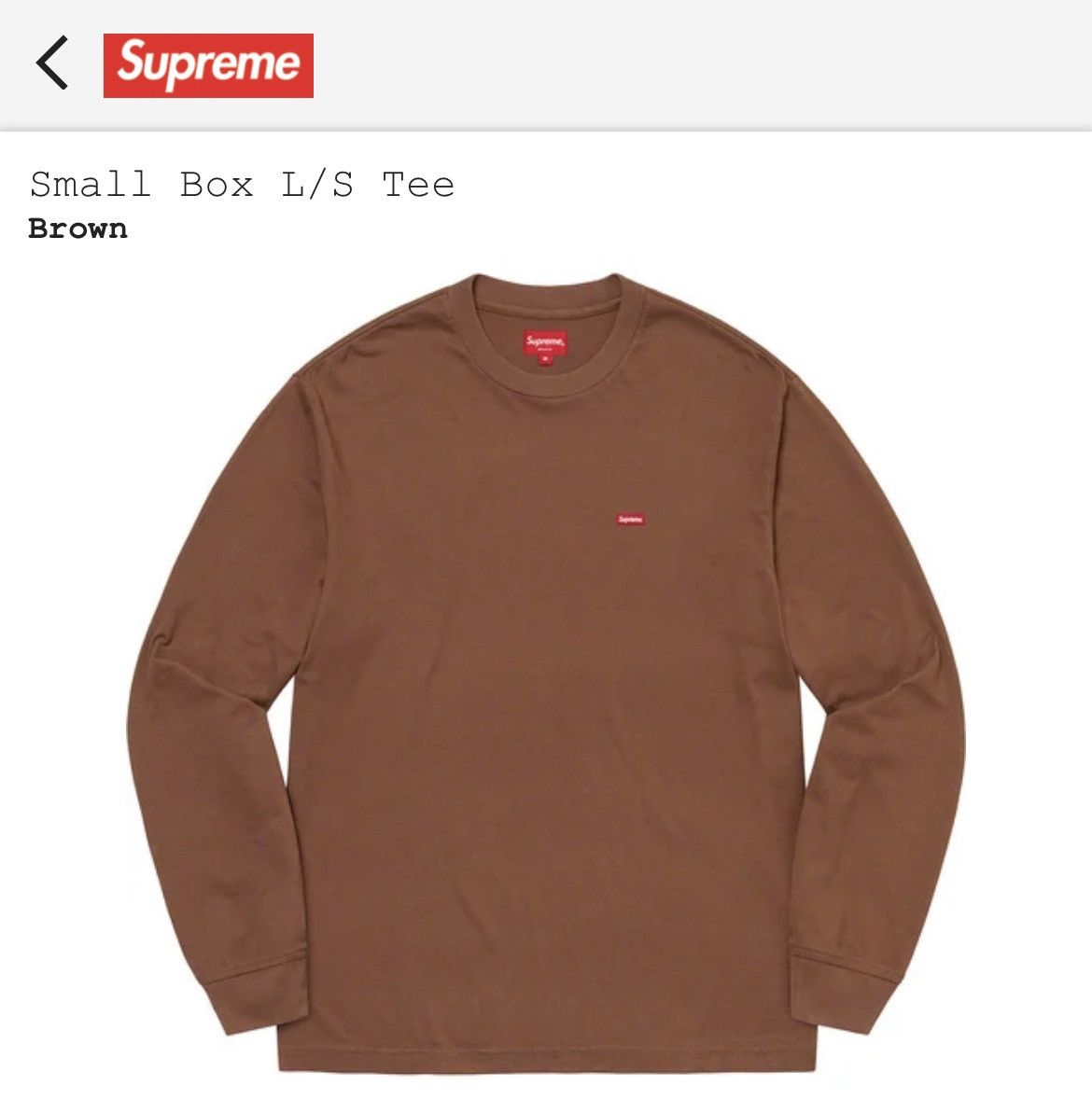 Supreme Small Box L/S Tee - Brown - XL