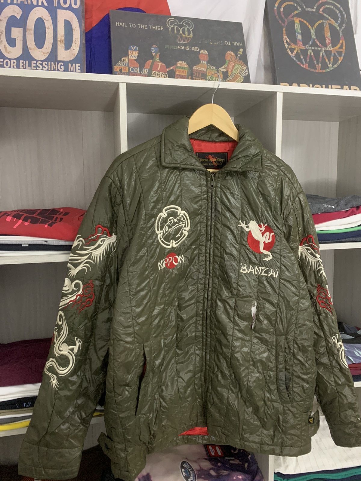 Japanese Brand Distress Embroidery Gecco AirForce Ryogoku Base Jacket Size US XL / EU 56 / 4 - 2 Thumbnail