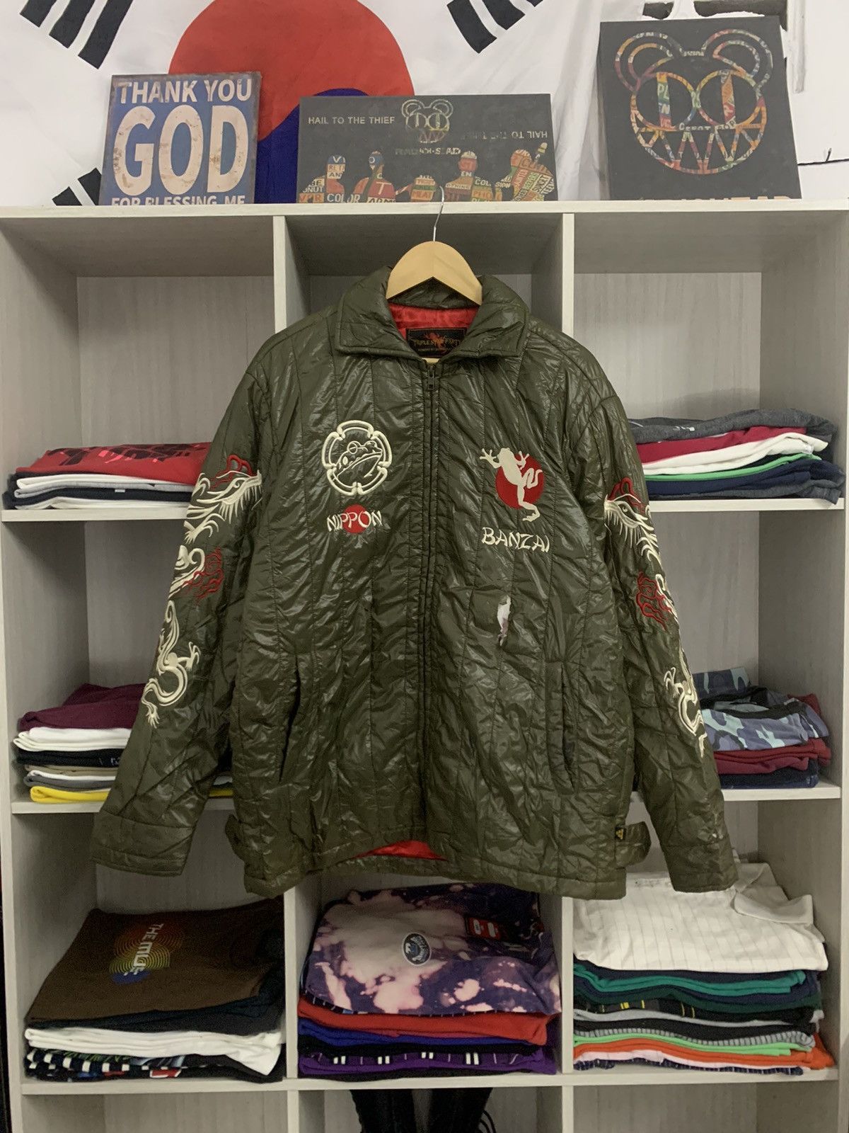 Japanese Brand Distress Embroidery Gecco AirForce Ryogoku Base Jacket Size US XL / EU 56 / 4 - 1 Thumbnail