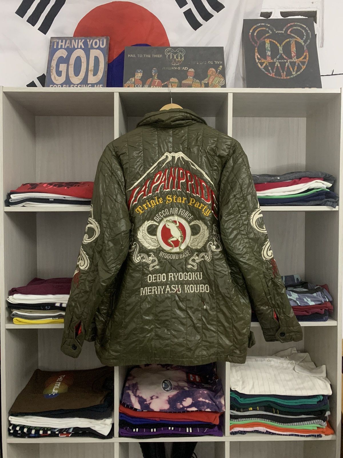 Japanese Brand Distress Embroidery Gecco AirForce Ryogoku Base Jacket Size US XL / EU 56 / 4 - 7 Thumbnail