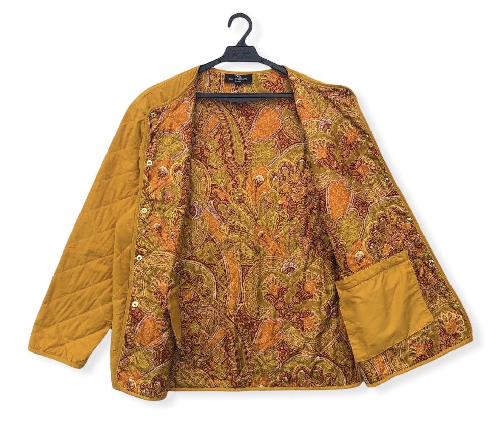 image of Etro Silk Paisley Lined Lightweight Quilted Coat in Yellow Gold, Men's (Size Medium)
