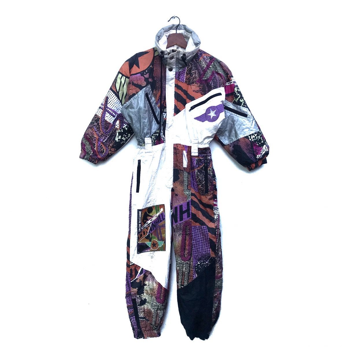 Vintage Snow Machine Zipup Overall Jumpsuit Ski Jacket