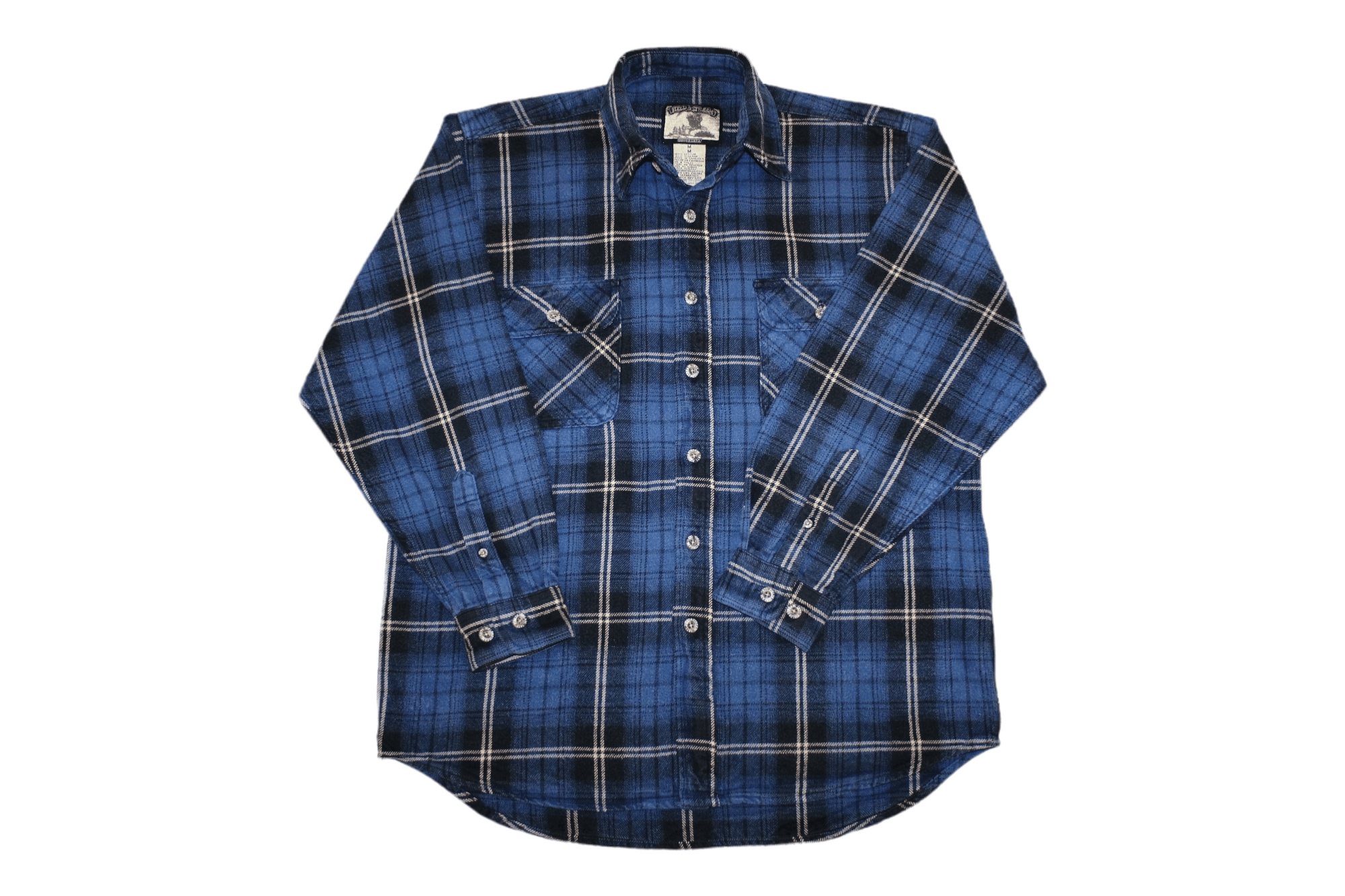 image of VTG Field And Stream Lumberjack Rugged Flannel Shirt in Blue, Men's (Size Medium)
