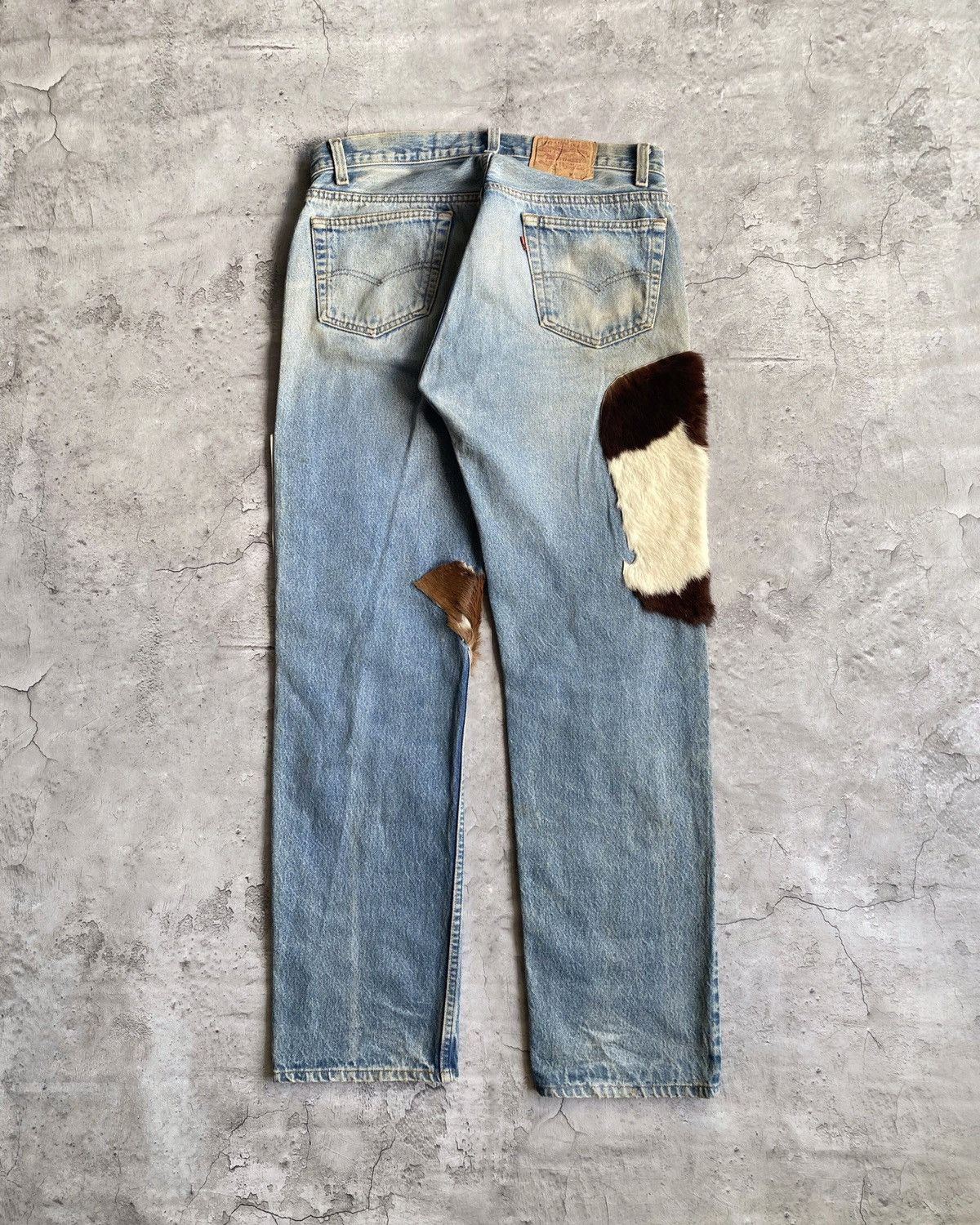 Levi's × Vintage 1980S PONY LEATHER/HAIR LEVI'S 501 JEANS (34x32) Size US 34 / EU 50 - 2 Thumbnail
