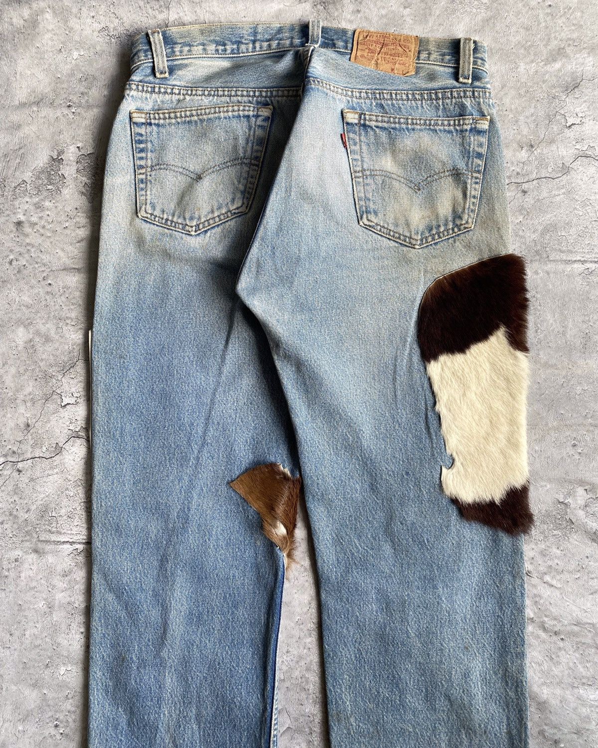 Levi's × Vintage 1980S PONY LEATHER/HAIR LEVI'S 501 JEANS (34x32) Size US 34 / EU 50 - 4 Thumbnail
