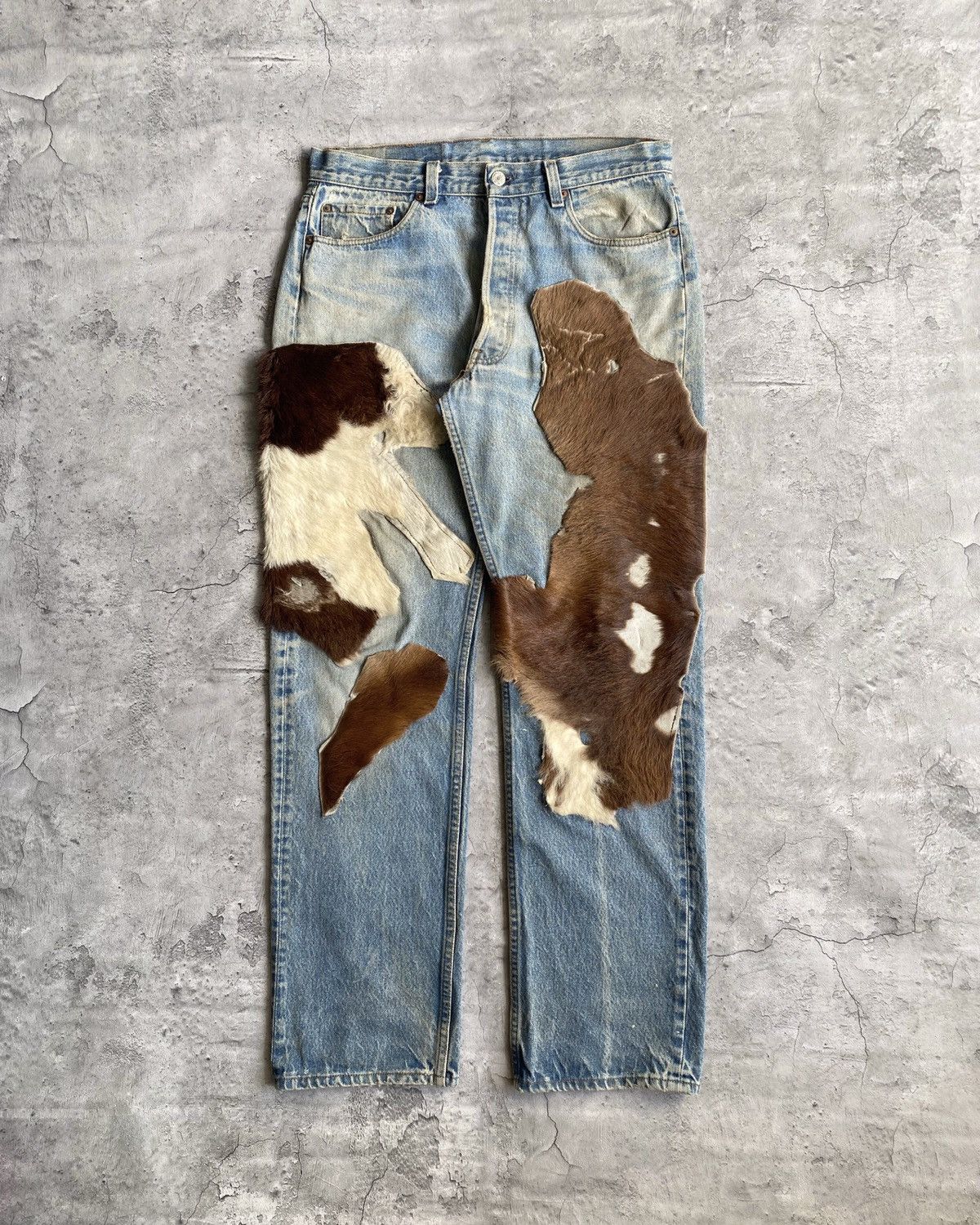 Levi's × Vintage 1980S PONY LEATHER/HAIR LEVI'S 501 JEANS (34x32) Size US 34 / EU 50 - 1 Thumbnail