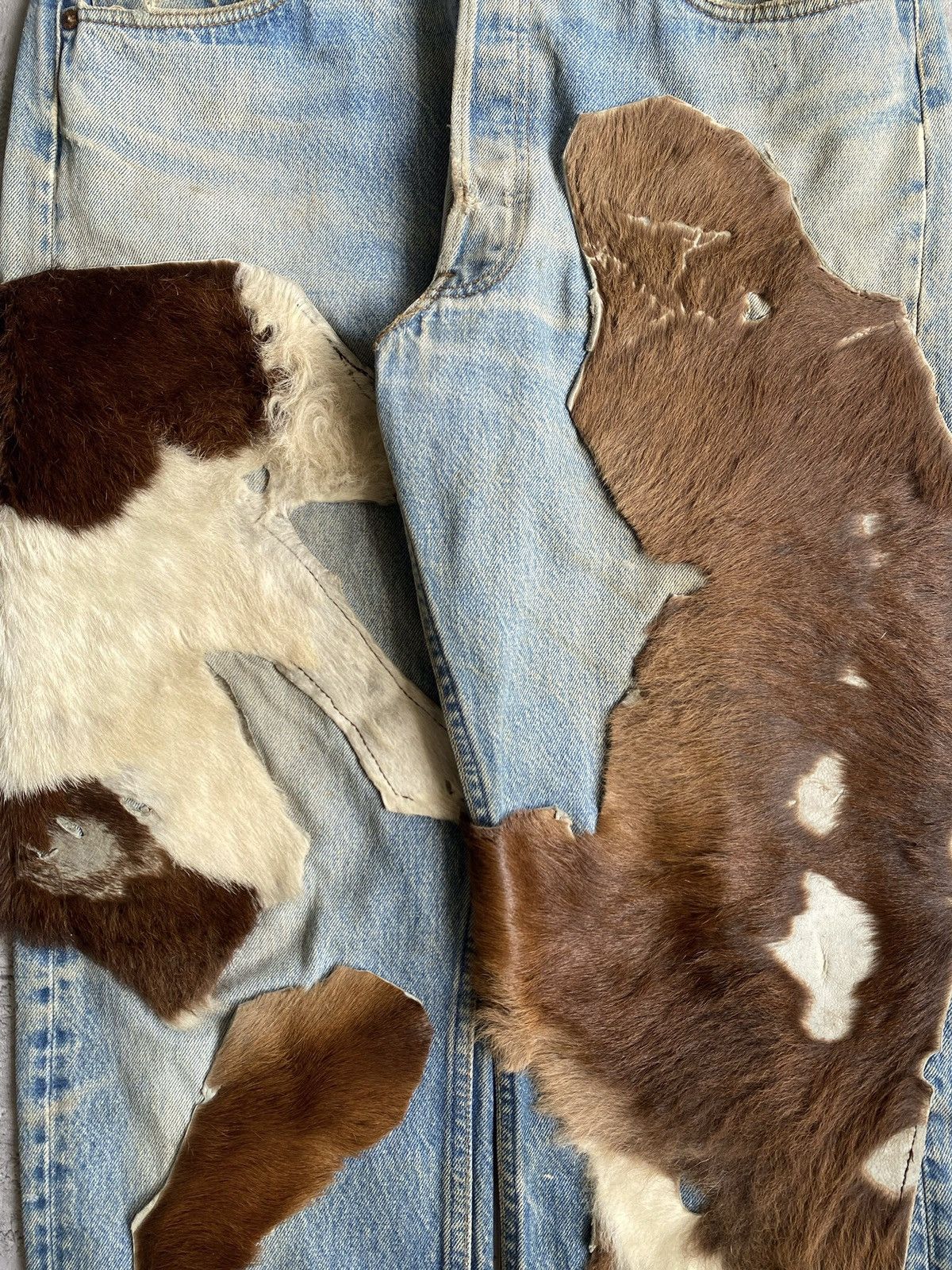 Levi's × Vintage 1980S PONY LEATHER/HAIR LEVI'S 501 JEANS (34x32) Size US 34 / EU 50 - 5 Thumbnail