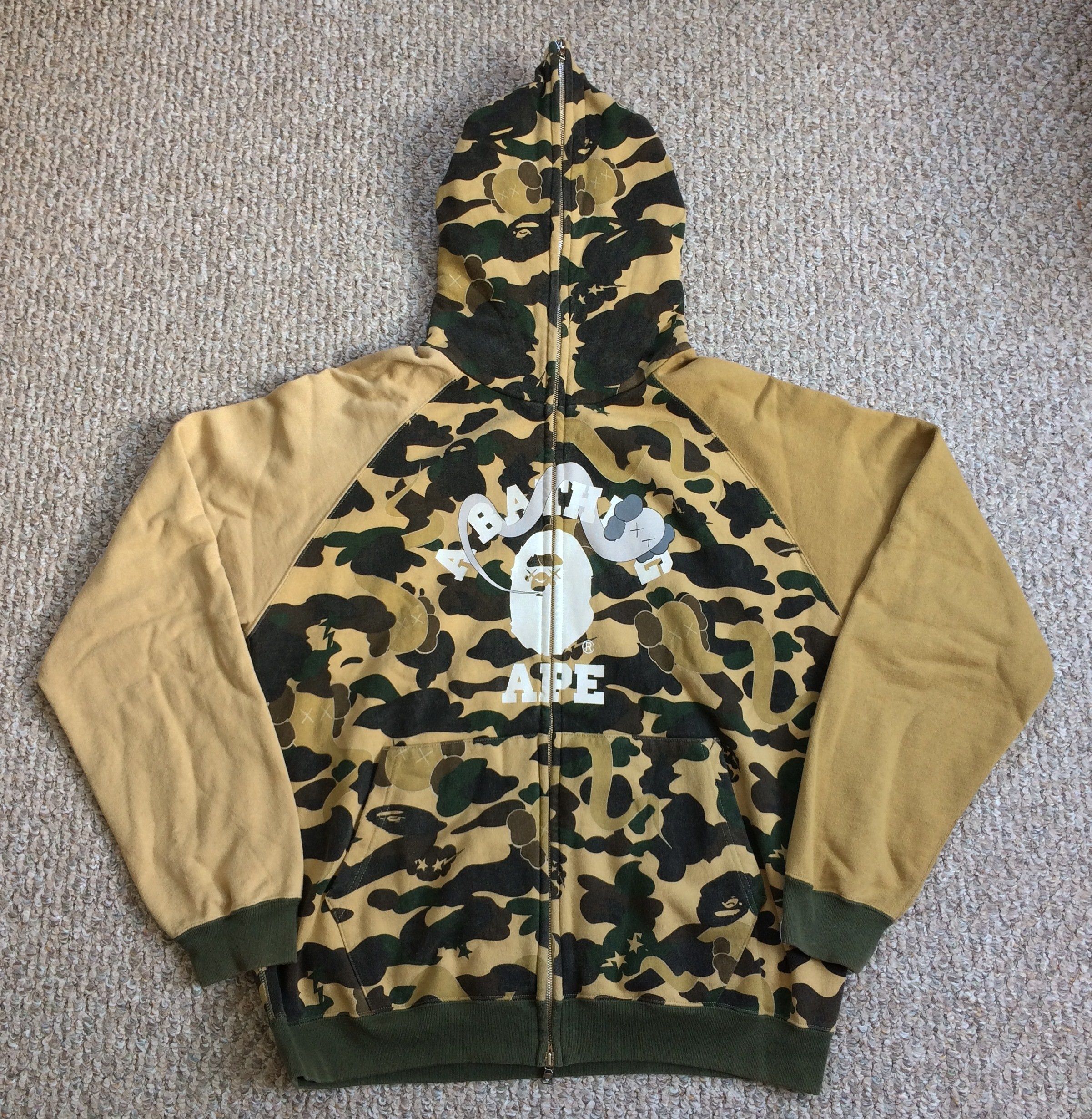 Bape 2005 Bape x Kaws Crazy Camo Full Zip Hoodie | Grailed