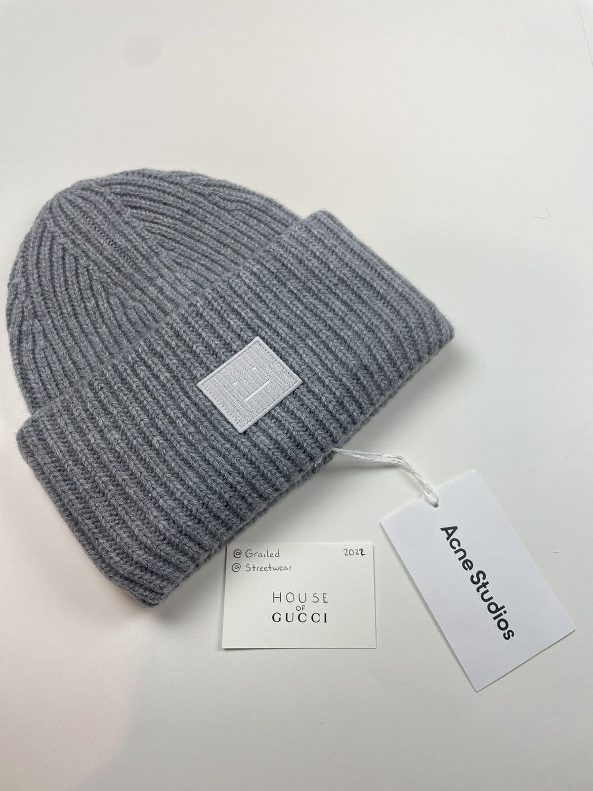 Acne Studios Acne Studios Light Grey Wool Beanie Hat Size ONE SIZE - 2 Thumbnail