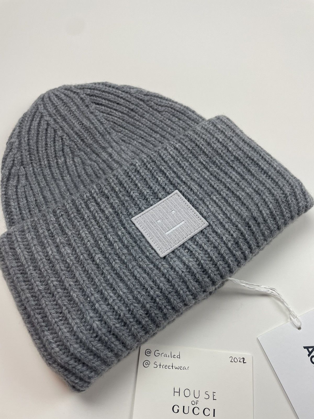 Acne Studios Acne Studios Light Grey Wool Beanie Hat Size ONE SIZE - 3 Thumbnail