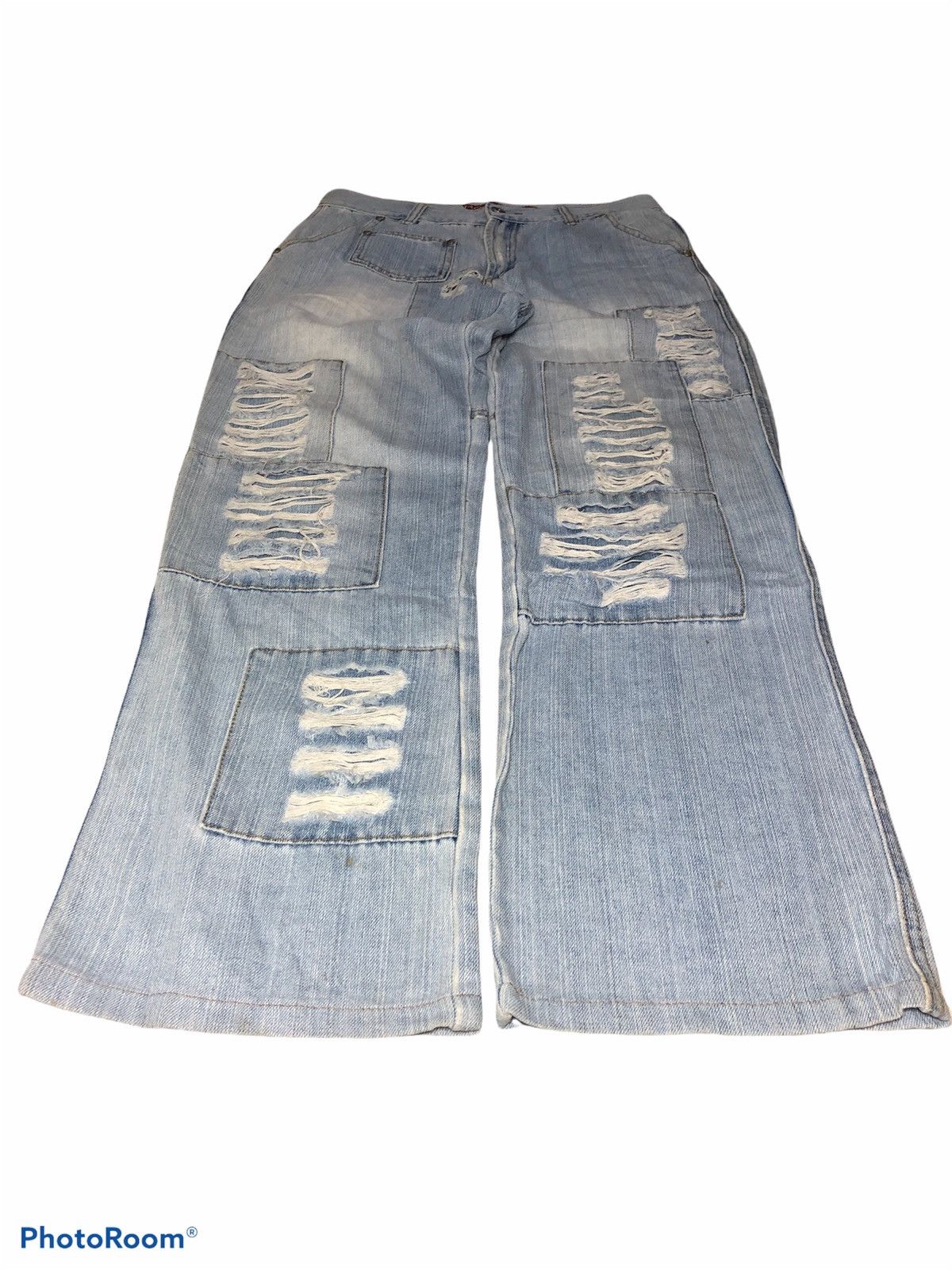 Japanese Brand WIDE LEG TAIWEIBAD JEANS DISTRESSED PATCHES DENIM Size US 30 / EU 46 - 2 Thumbnail
