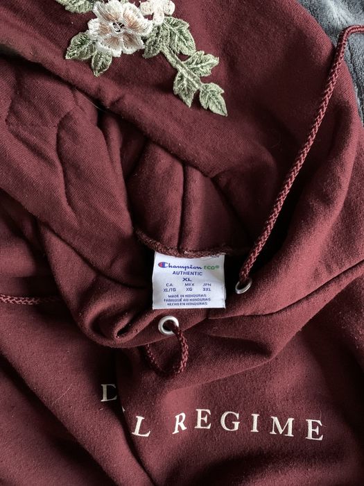 Champion Champion x Civil Regime Burgundy Red White Roses Hoodie