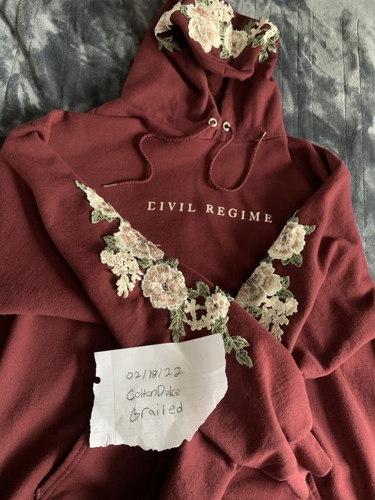 Champion Champion x Civil Regime Burgundy Red White Roses Hoodie