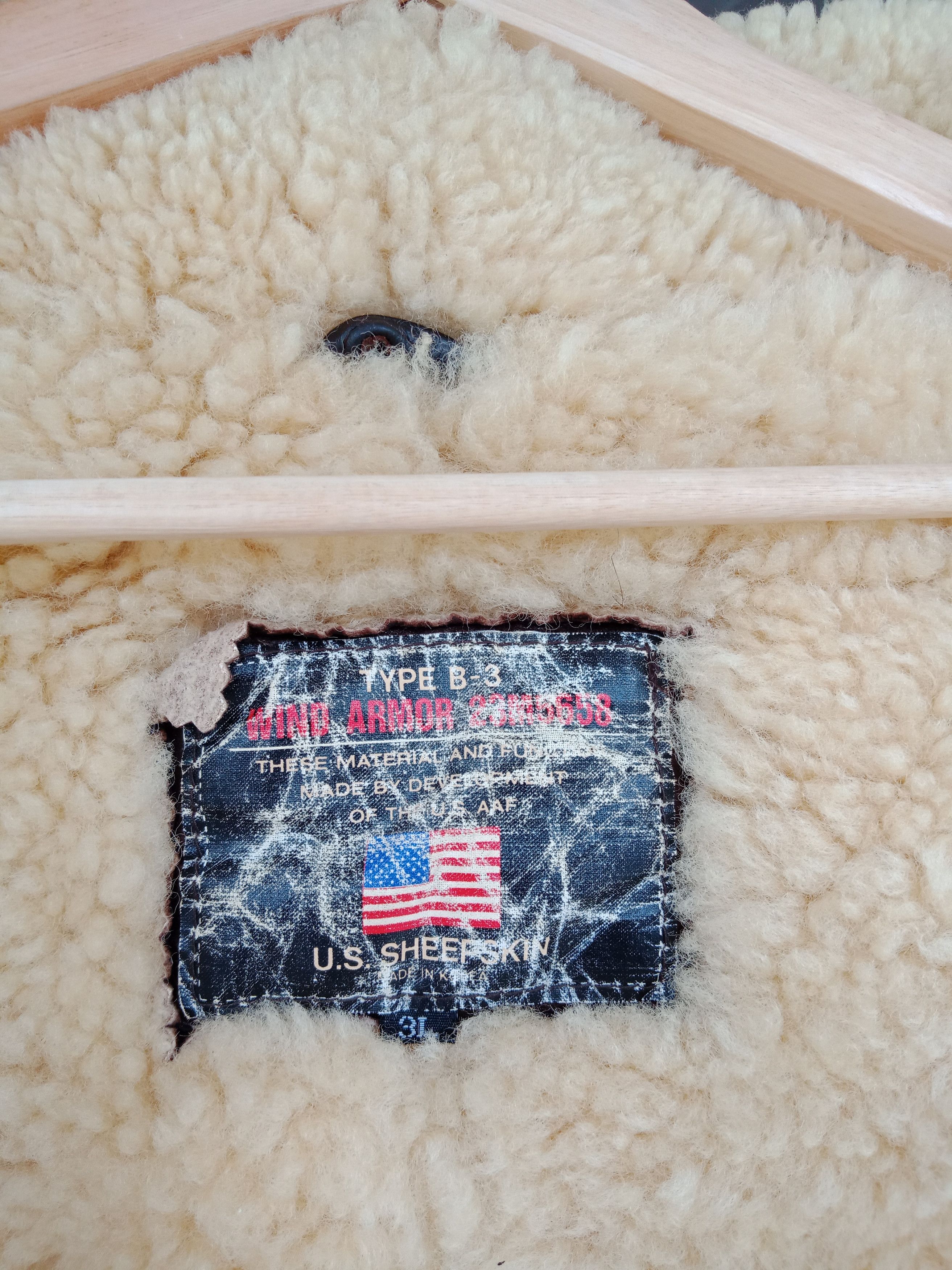 B 3 × Military × Sheepskin Coat B3 Wind Armor U.S Sheepskin 