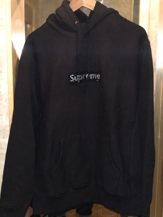 Supreme Swarovski Box Logo Hooded Sweatshirt Black