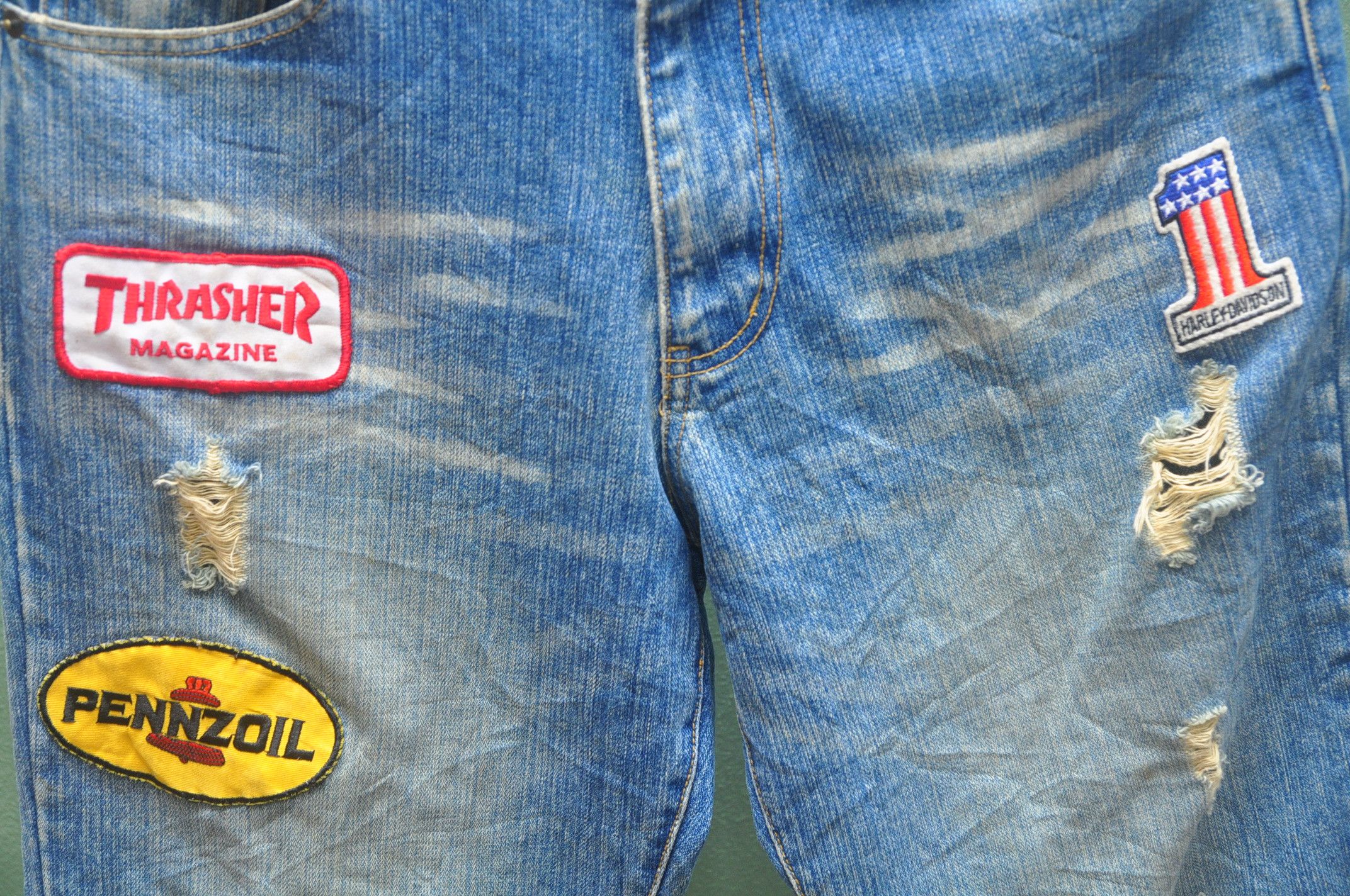Designer × Japanese Brand Japanese Style Distressed Patches Jeans Travis Scott Style Size US 33 - 3 Thumbnail