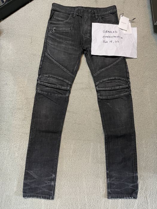 Balmain store biker denim