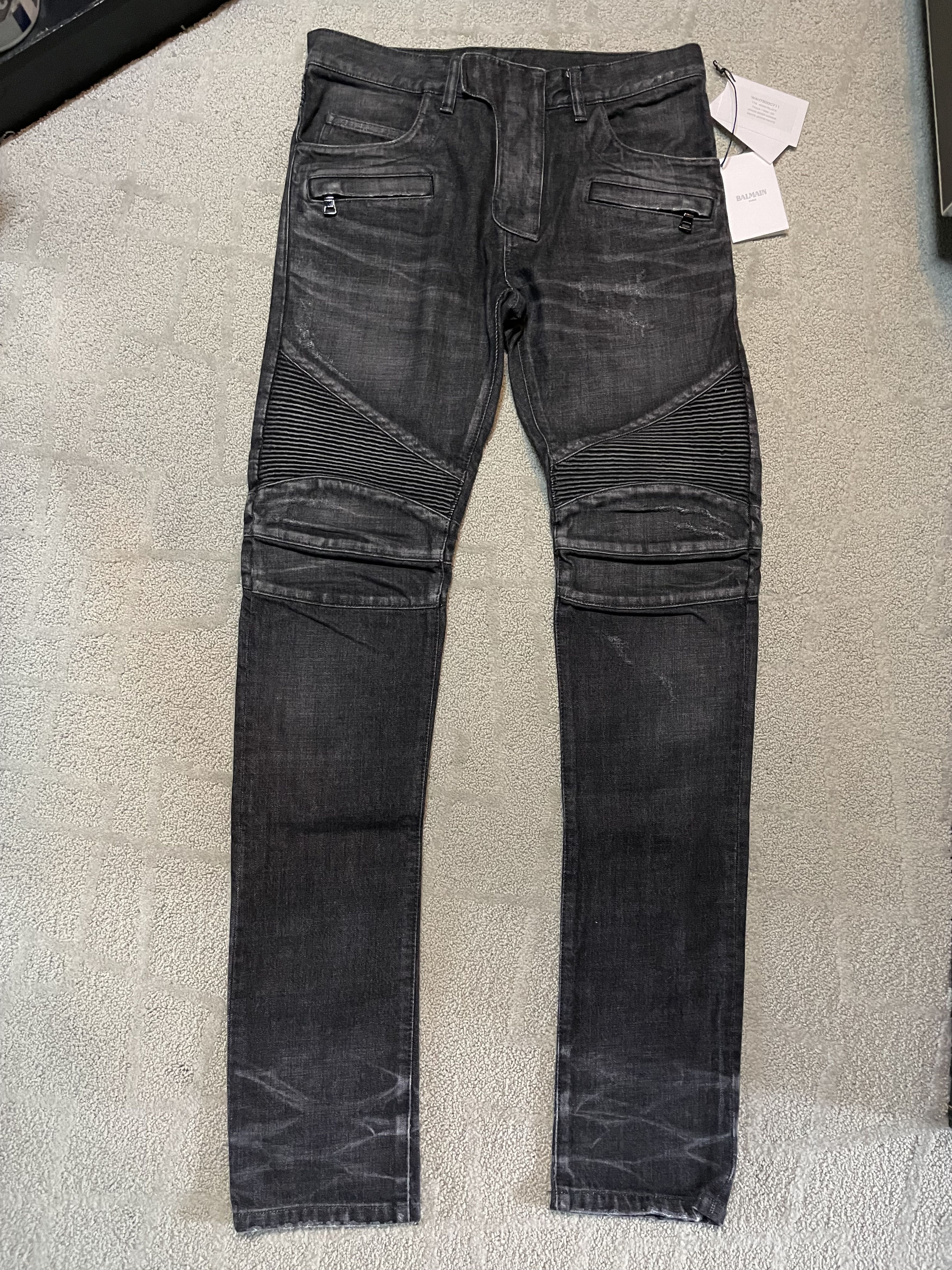 Balmain Balmain Biker Jeans 18cm Distressed Denim Jeans | Grailed