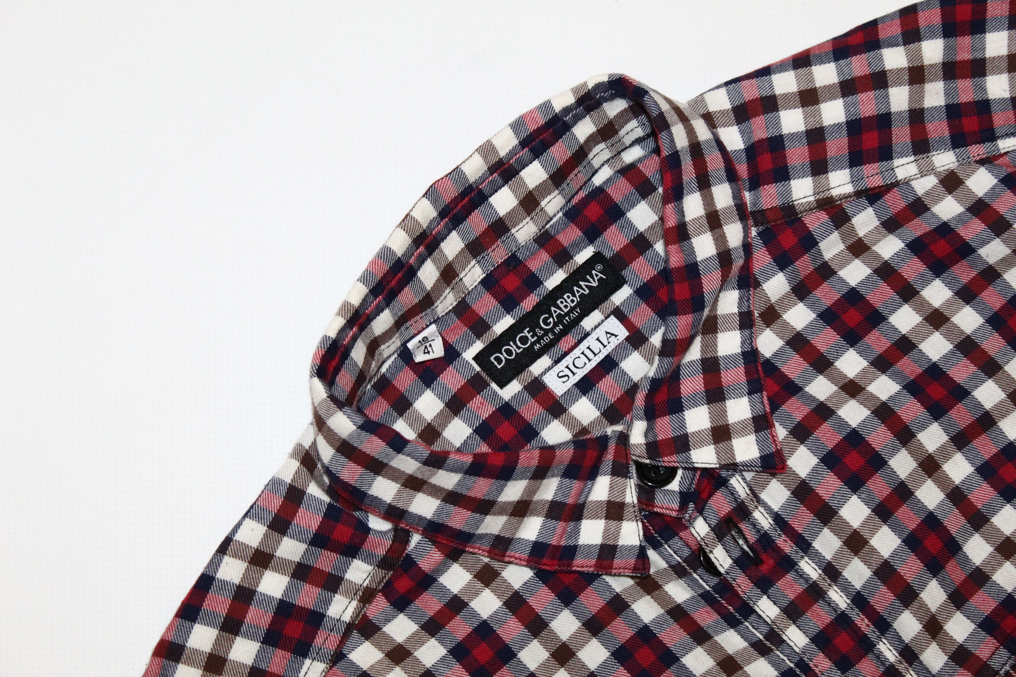 Dolce & Gabbana 💥 RARE 💥 Dolce & Gabbana Sicilia Patchwork Flannel Shirt Size US M / EU 48-50 / 2 - 5 Thumbnail