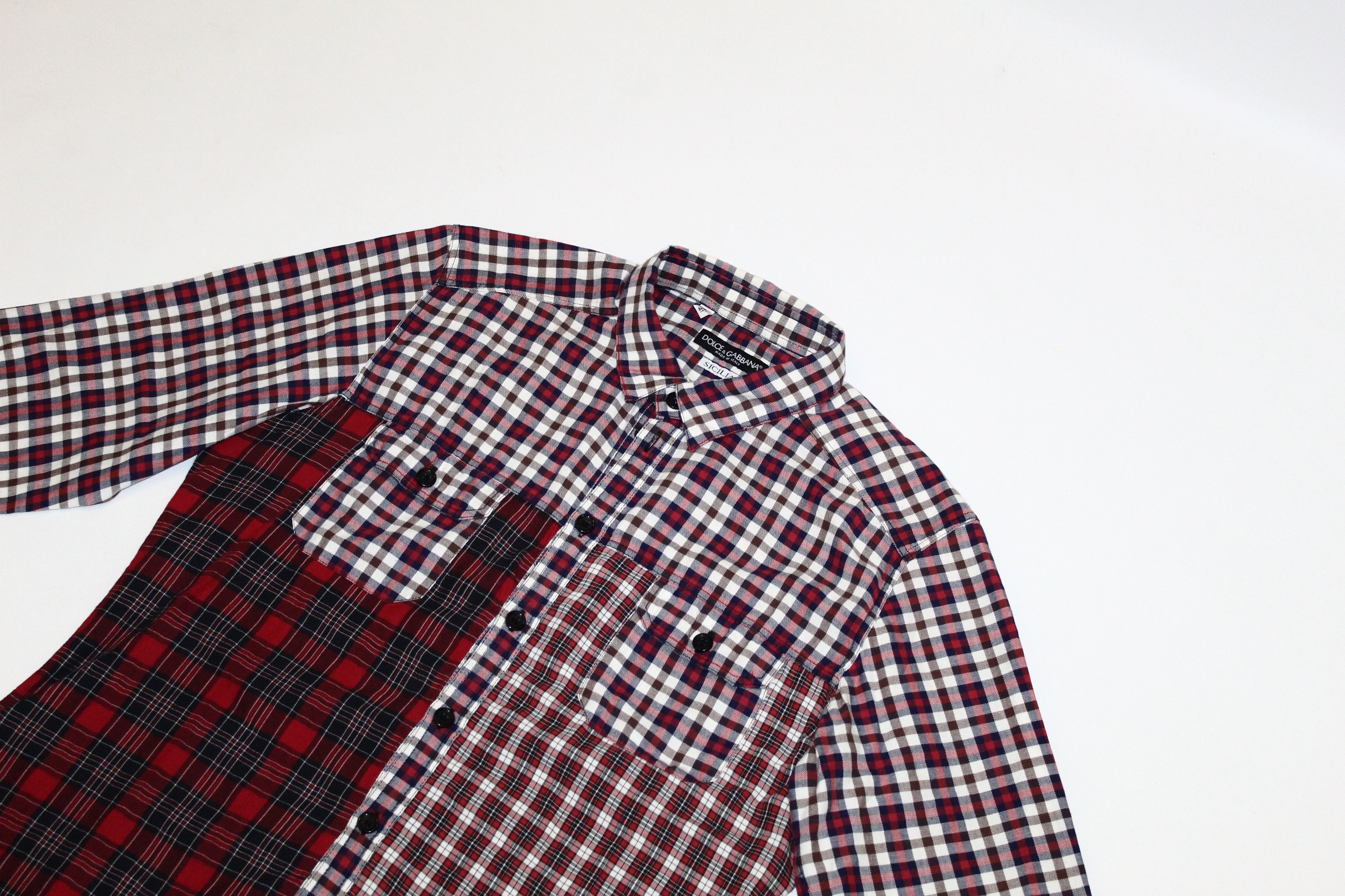 Dolce & Gabbana 💥 RARE 💥 Dolce & Gabbana Sicilia Patchwork Flannel Shirt Size US M / EU 48-50 / 2 - 4 Thumbnail