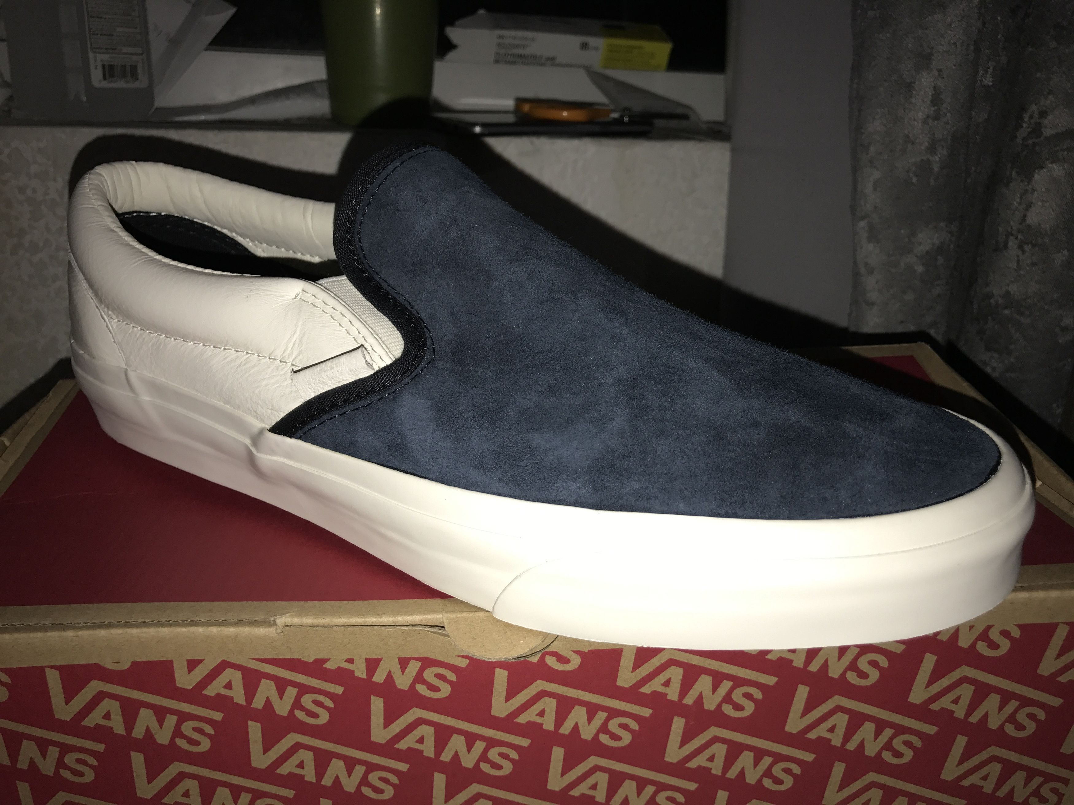 Vans Vans California Slip On Scotchgard Blue Graphite Suede Marshmallow Justin Bieber Kanye West Grailed