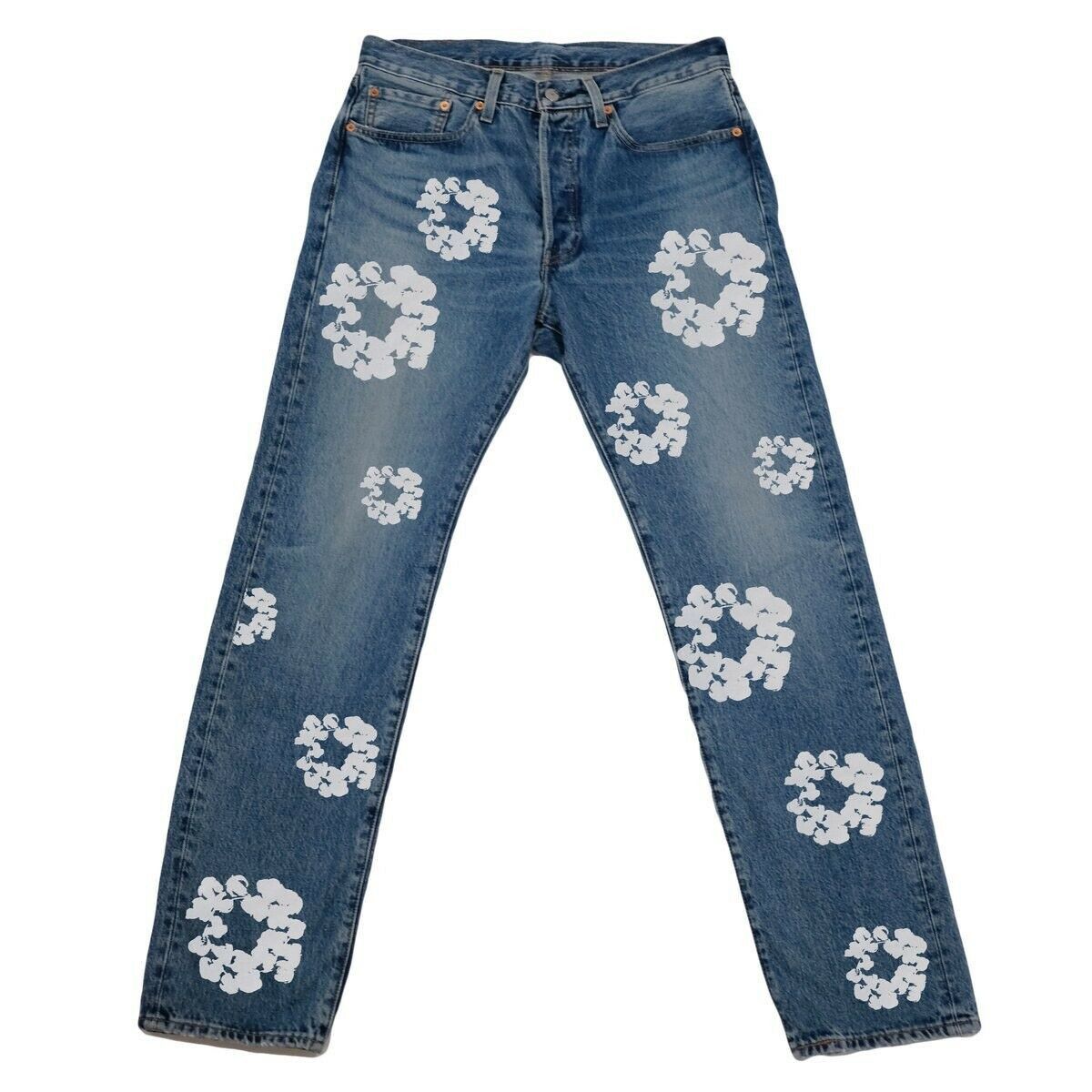DENIM TEARS Levi’s X Denim Tears 501 The Cotton Wreath Jean Light Wash Size US 31 - 1 Thumbnail