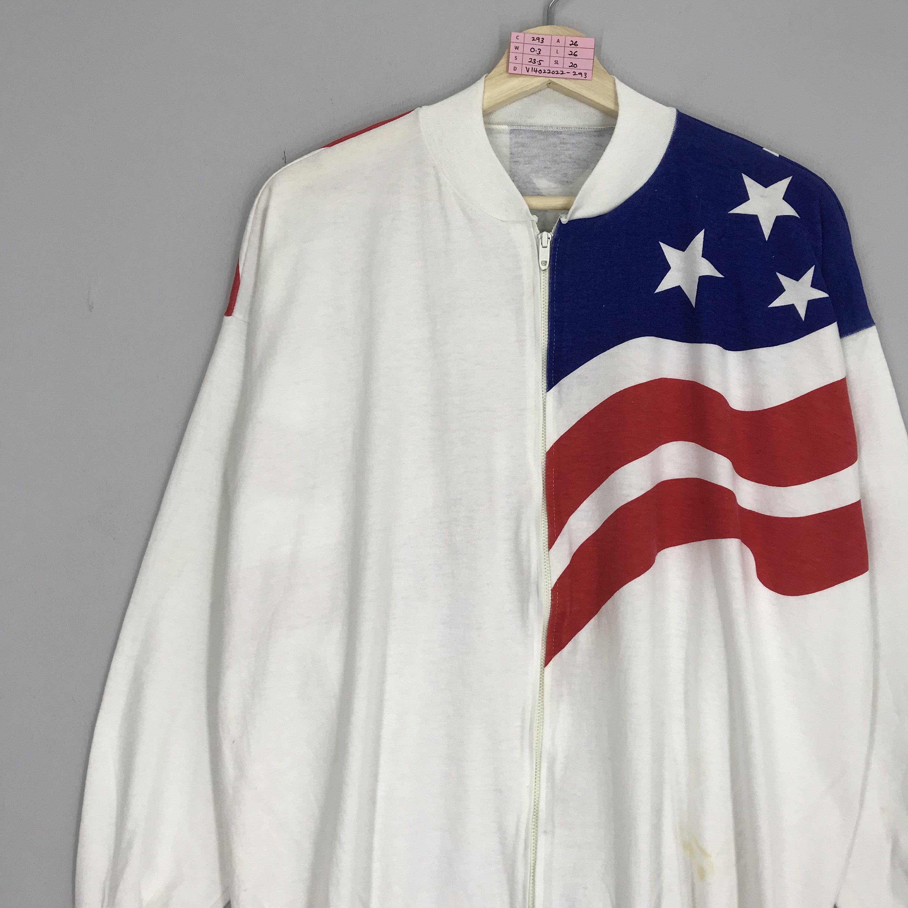 Other Vintage American Flag Sweater Zipper White Sweater Flag Size US XL / EU 56 / 4 - 3 Thumbnail