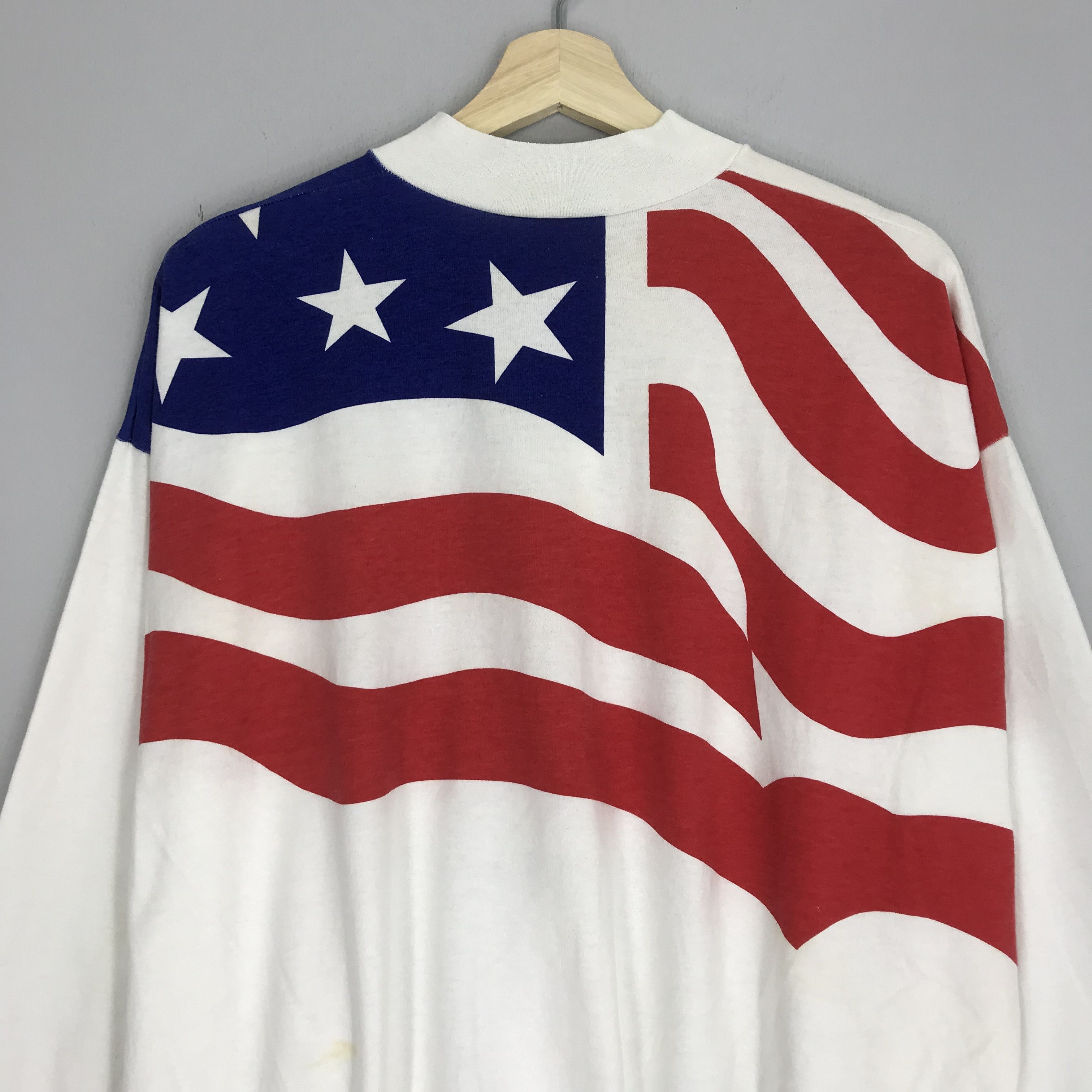 Other Vintage American Flag Sweater Zipper White Sweater Flag Size US XL / EU 56 / 4 - 7 Thumbnail