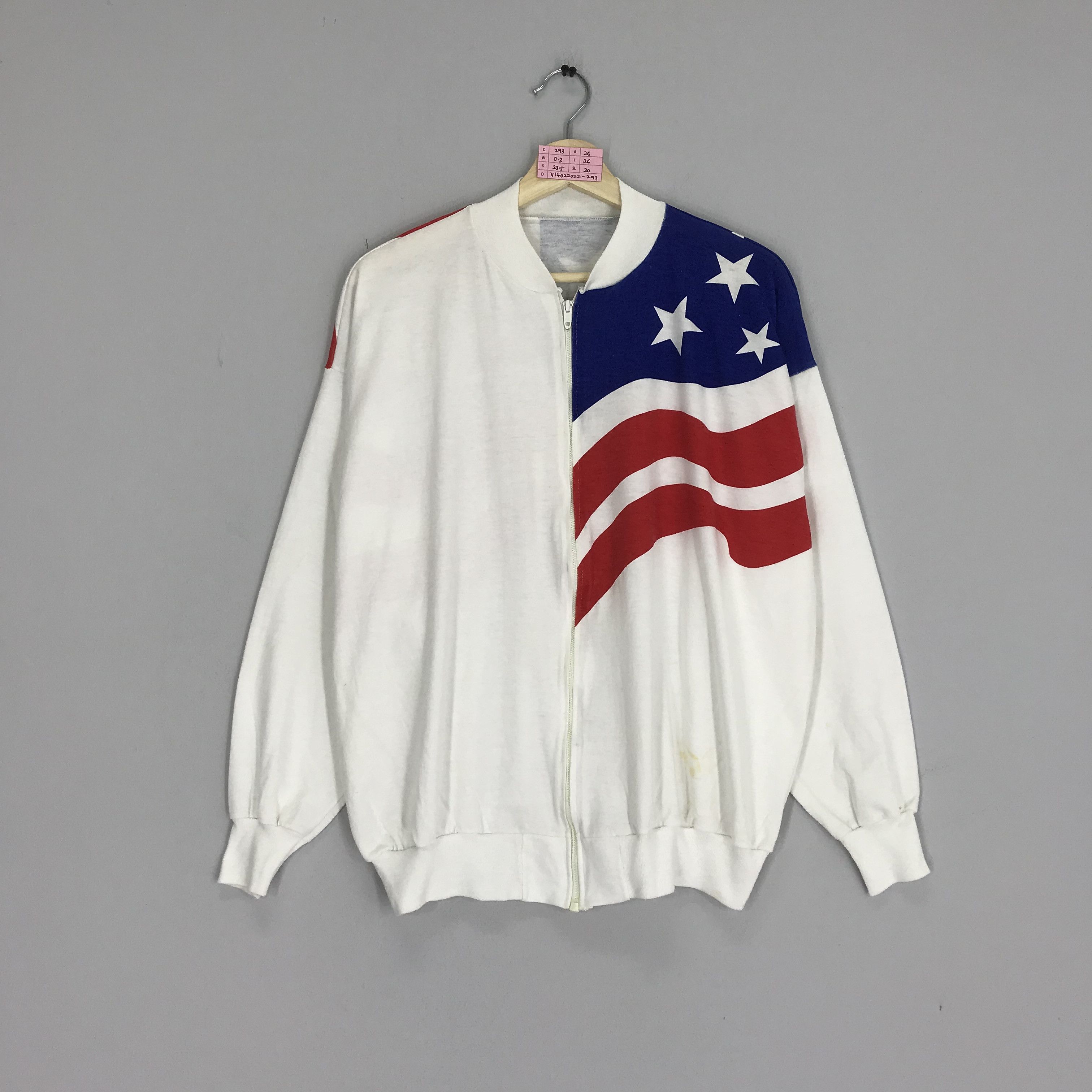 Other Vintage American Flag Sweater Zipper White Sweater Flag Size US XL / EU 56 / 4 - 2 Thumbnail