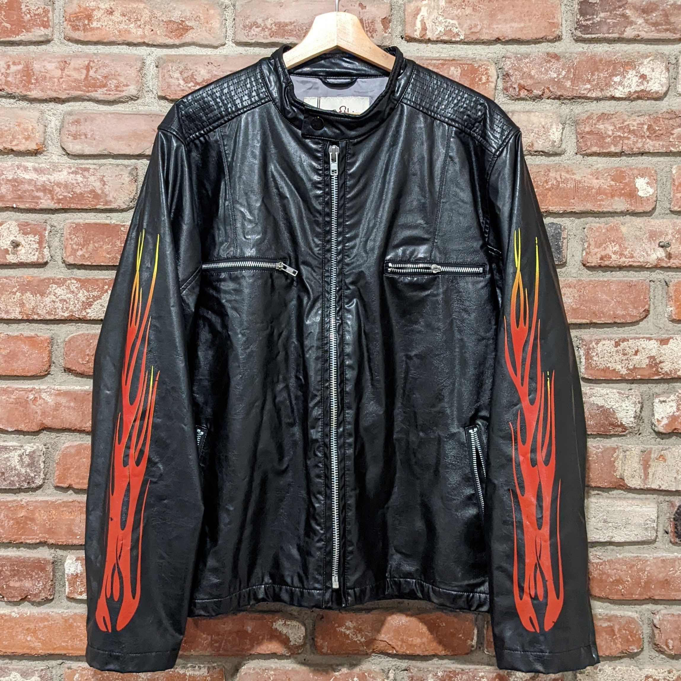 Vintage Vintage BC Ethic faux leather flaming jacket | Grailed