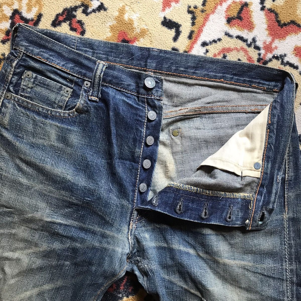 Full Count & Co. Full Count made in Japan & Co Distressed Selvedge denimhead Size US 33 - 9 Thumbnail