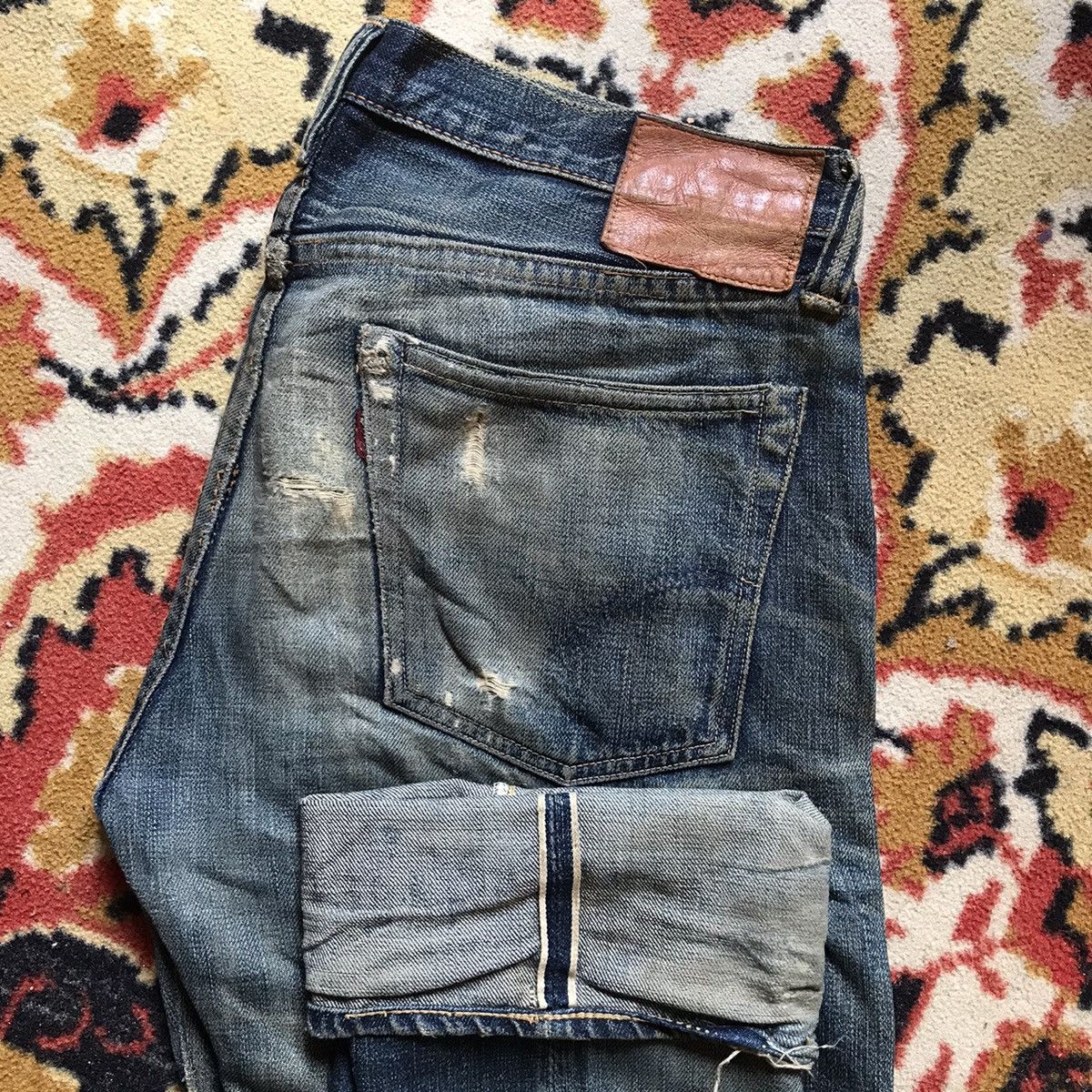 Full Count & Co. Full Count made in Japan & Co Distressed Selvedge denimhead Size US 33 - 16 Thumbnail