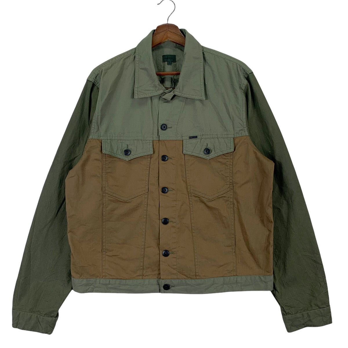 Designer Vintage Diesel Brand Truckers Cotton Patchwork Jacket Size US L / EU 52-54 / 3 - 1 Thumbnail