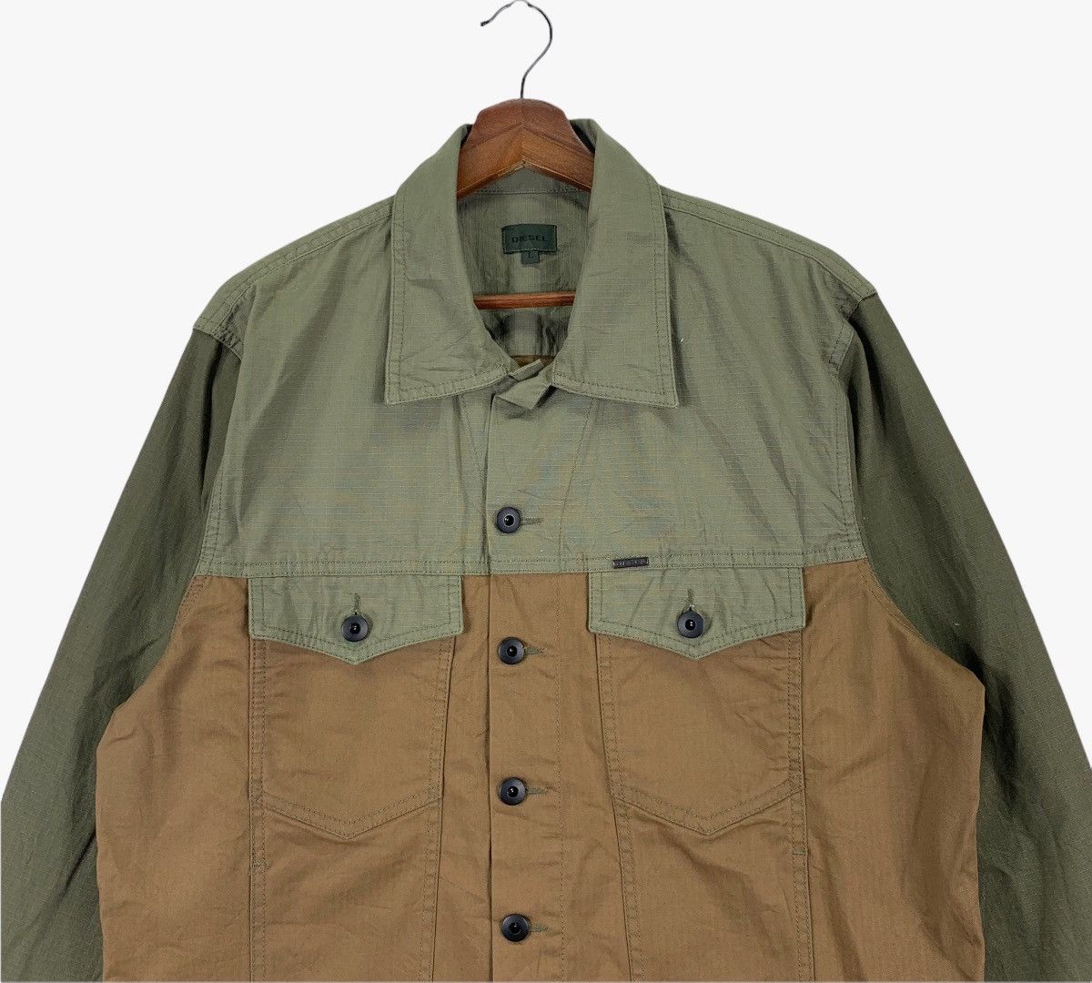 Designer Vintage Diesel Brand Truckers Cotton Patchwork Jacket Size US L / EU 52-54 / 3 - 3 Thumbnail