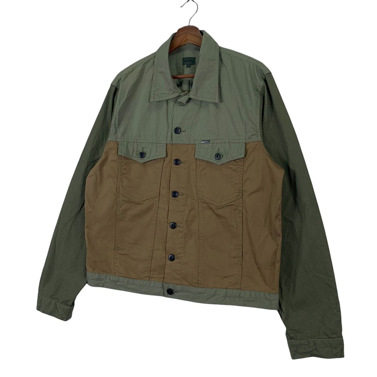 Designer Vintage Diesel Brand Truckers Cotton Patchwork Jacket Size US L / EU 52-54 / 3 - 2 Thumbnail