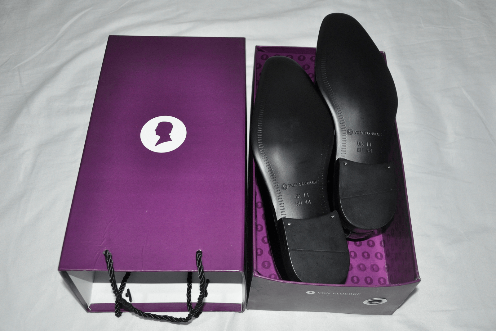 Designer VON FLOERKE BLACK PATENT LEATHER SMOKING TUXEDO SLIP-ONS Size US 11 / EU 44 - 4 Thumbnail
