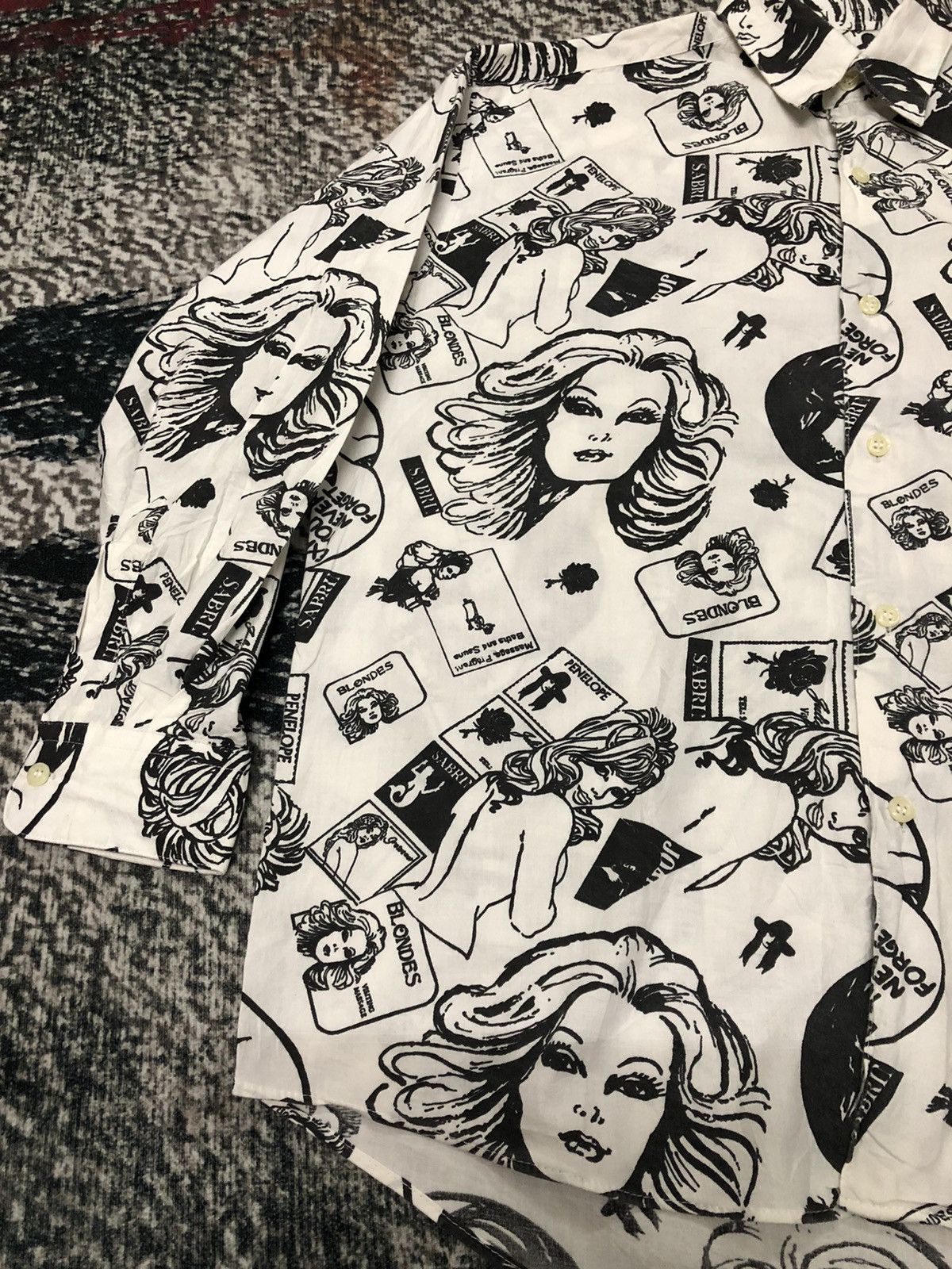 Japanese Brand × Vintage Vintage 90s Nude Girl Porn Art Fullprint Button Shirt Size US L / EU 52-54 / 3 - 8 Thumbnail